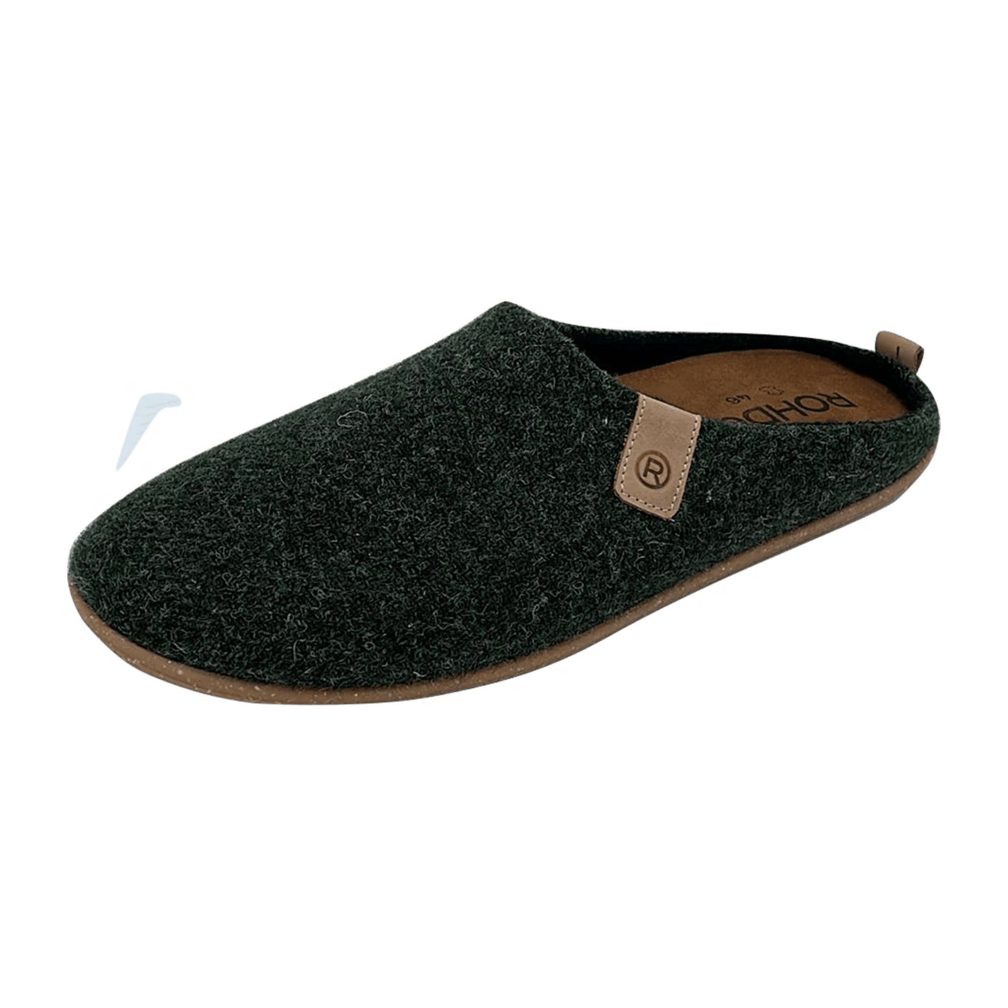 Rohde Tivoli Olive Harris Tweed Men's Slippers with Removable Footbed Green