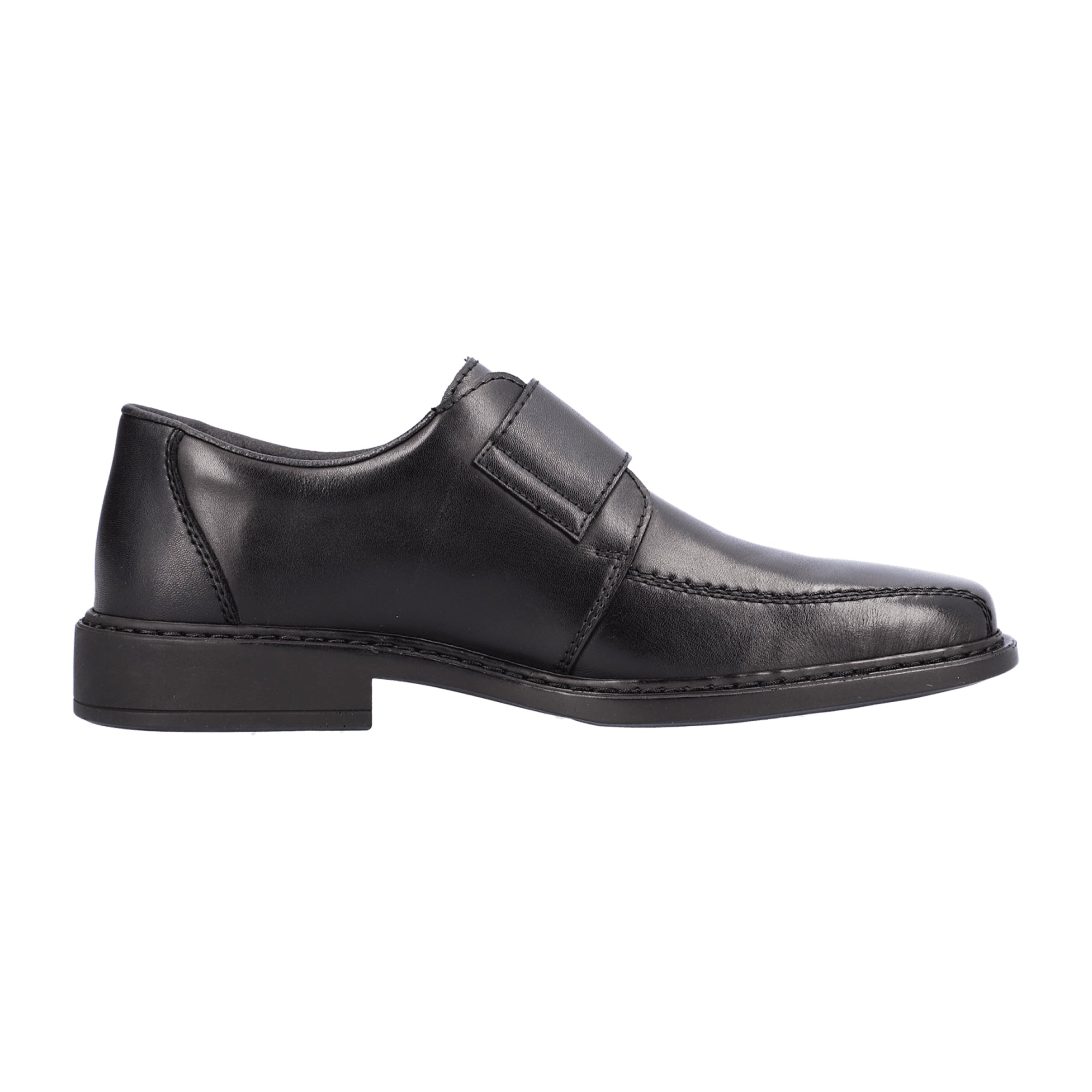 Rieker Men's Black Leather Slip-On Shoes with Velcro Strap and Comfort Sole