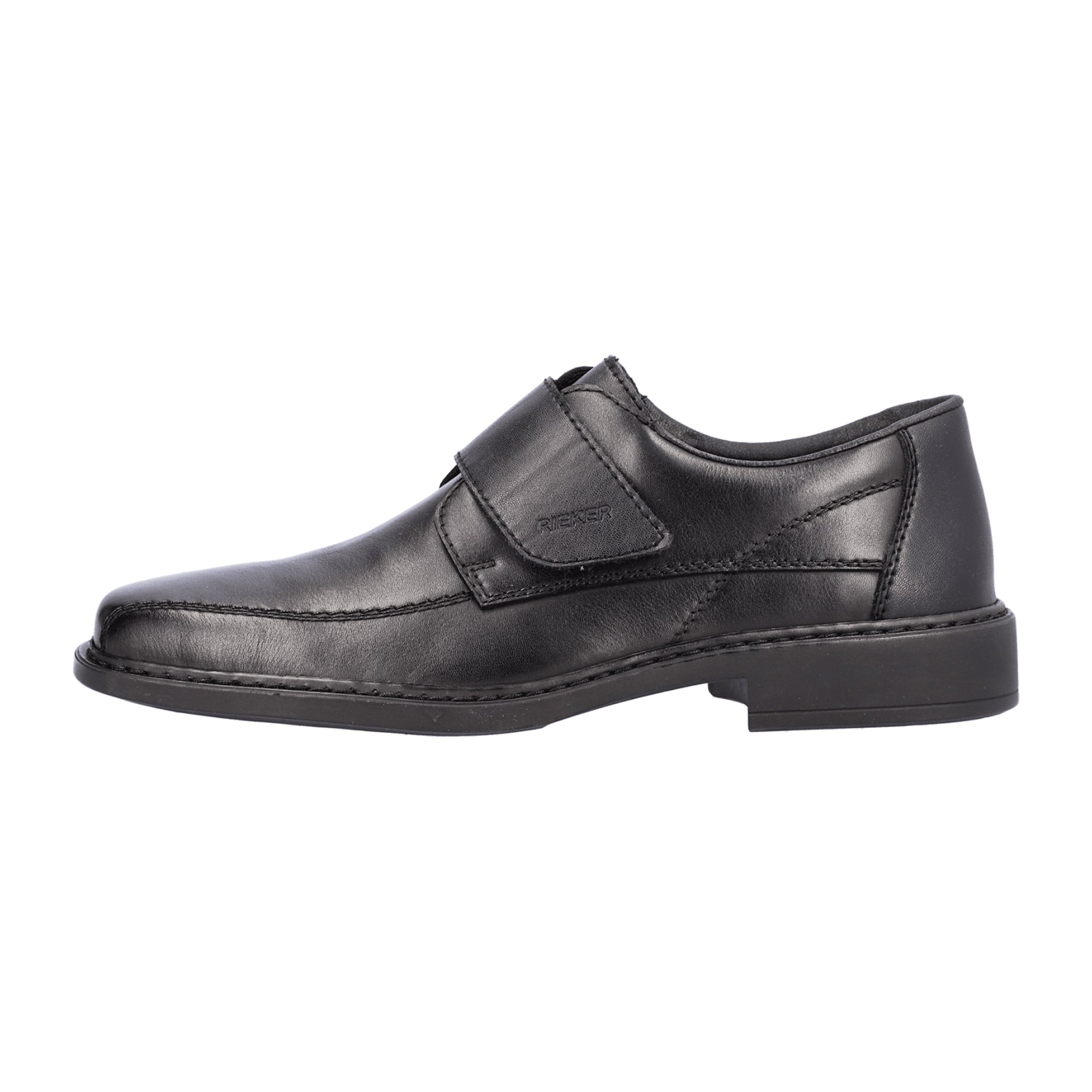 Rieker Men's Black Leather Slip-On Shoes with Velcro Strap and Comfort Sole