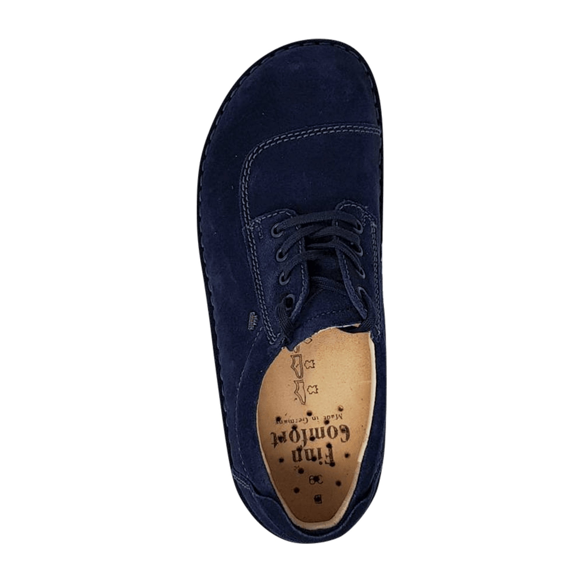 Finn Comfort Lexington Women's Lace-Up Shoes - Indigo Blue, Comfort Leather Sneakers with Removable Insole