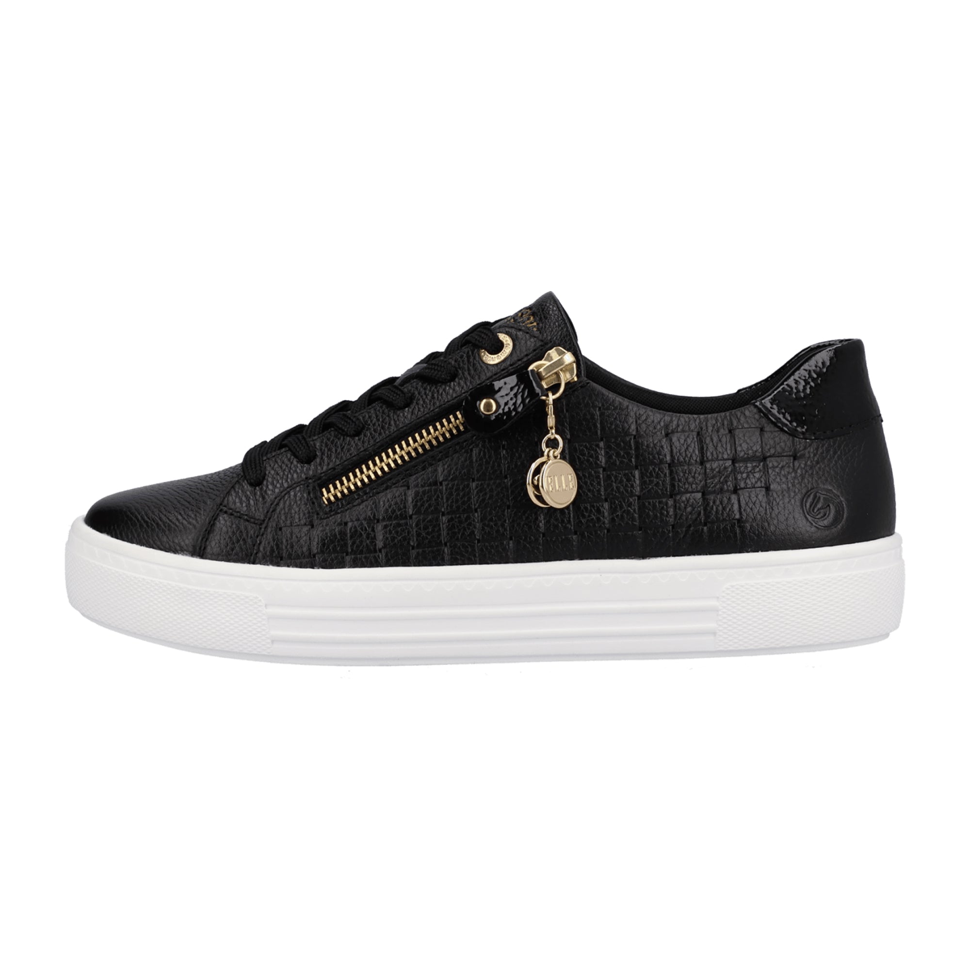Remonte FS Women's Black Leather Sneakers with Zip Closure and Comfort Fit