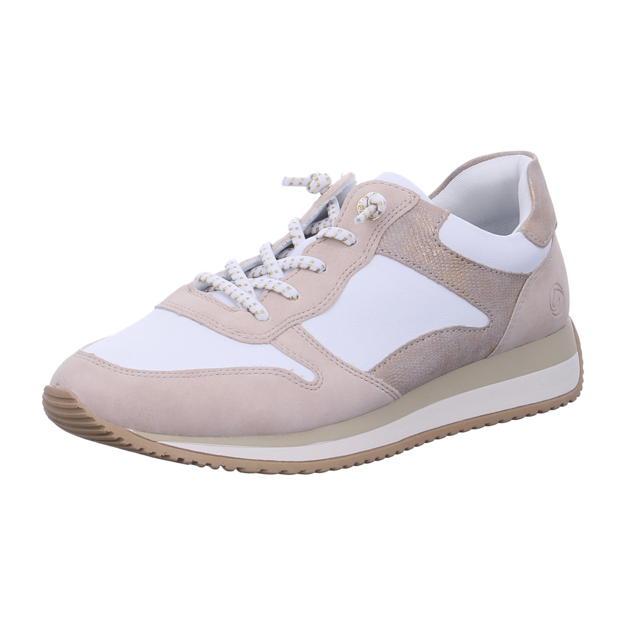 Remonte Rose Gold White Sneakers for Women with Comfort Technology