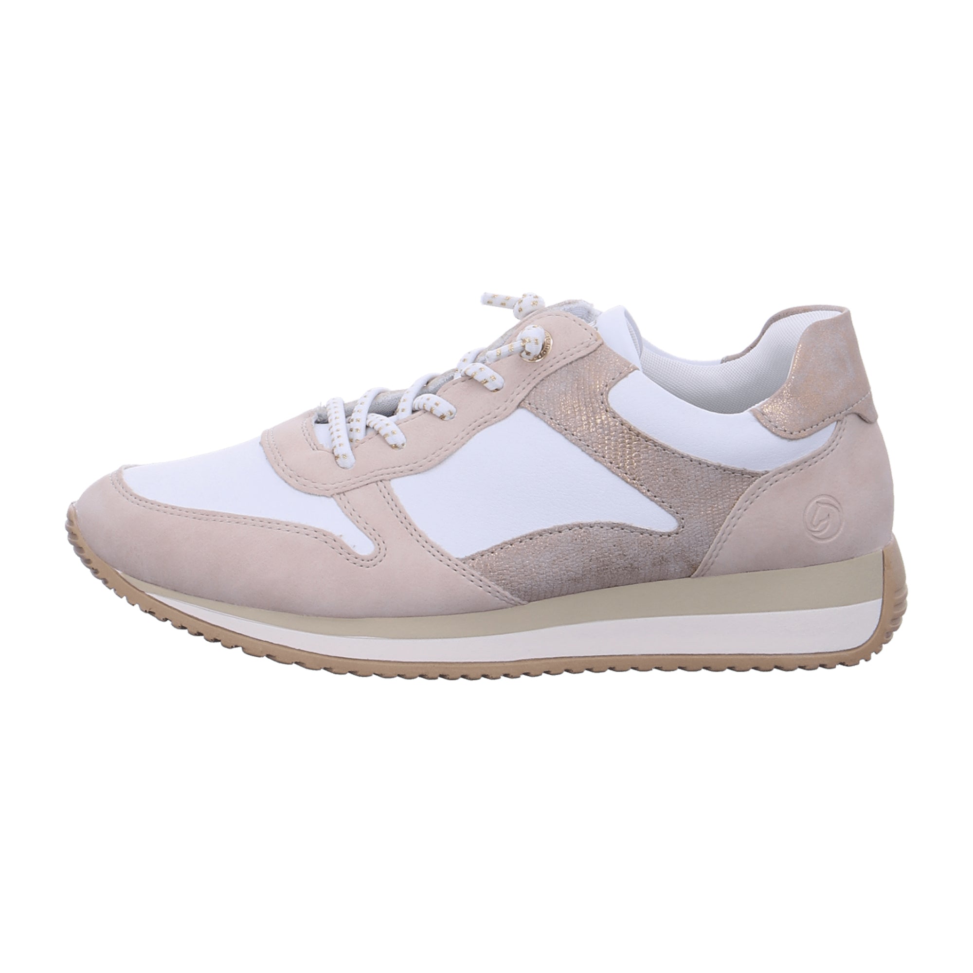 Remonte Rose Gold White Sneakers for Women with Comfort Technology