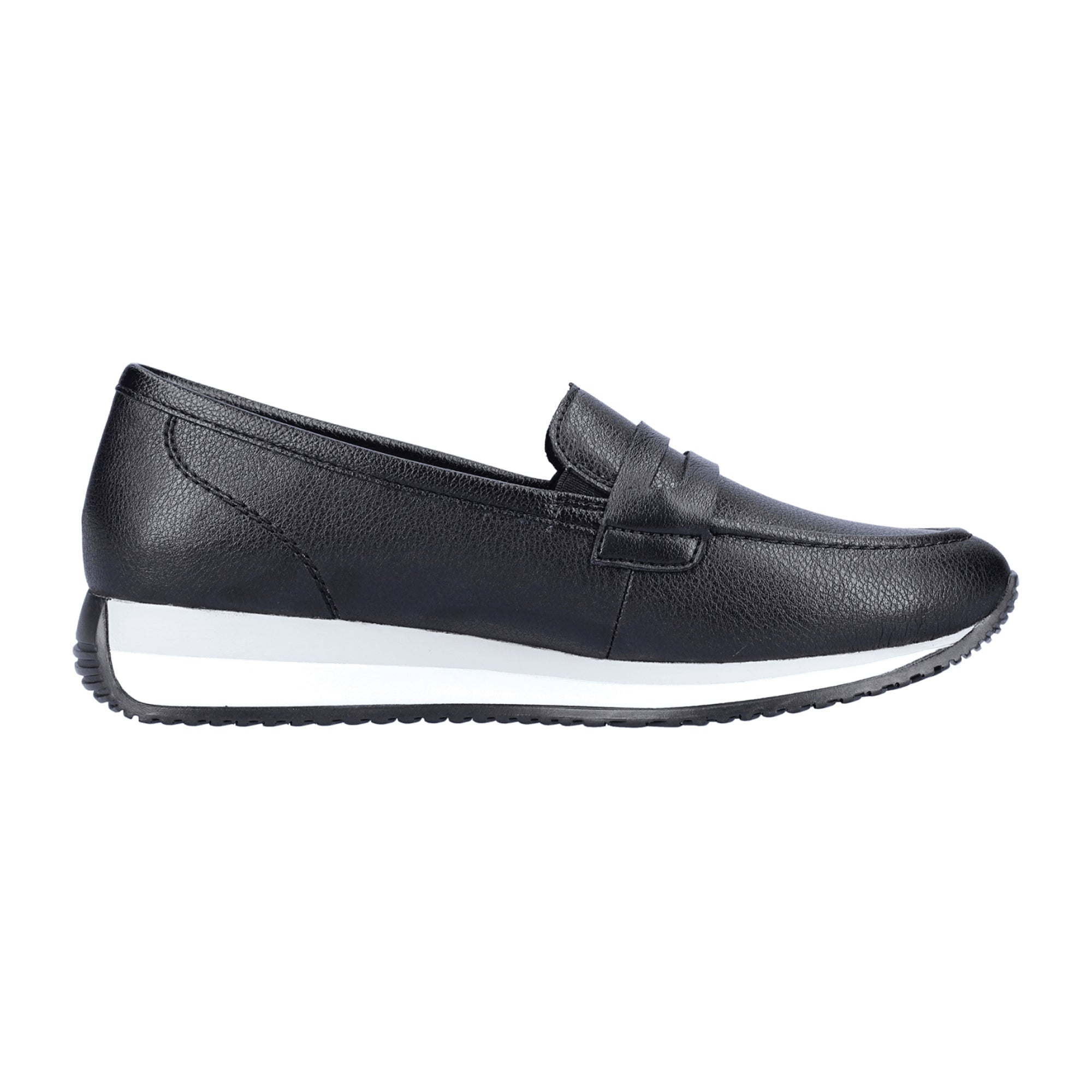 Remonte Comfortable Black Leather Slip-On Loafers for Women