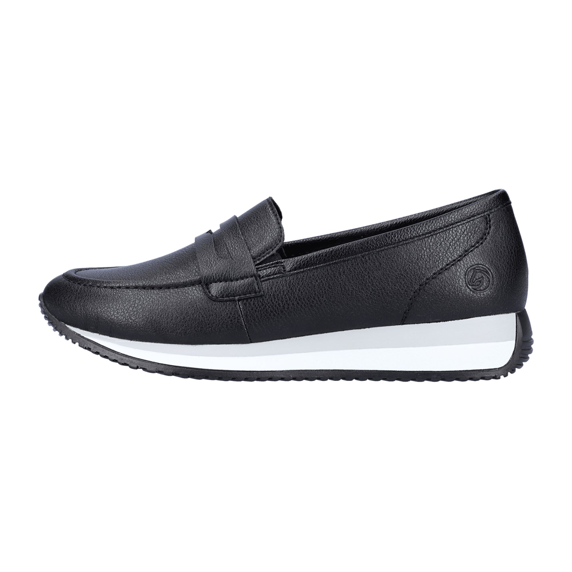 Remonte Comfortable Black Leather Slip-On Loafers for Women