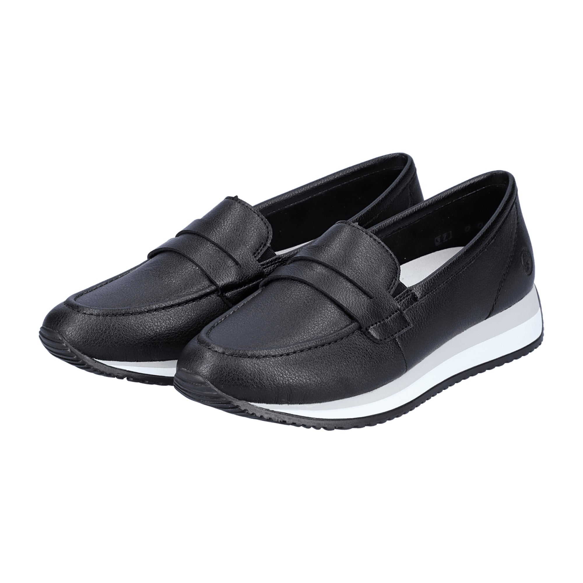 Remonte Comfortable Black Leather Slip-On Loafers for Women