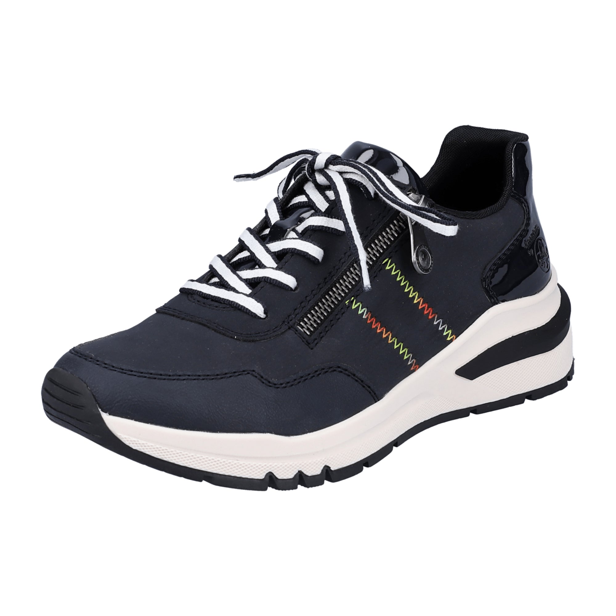 Rieker Women's Blue Casual Shoes with Zip and Lace, Comfortable Fit