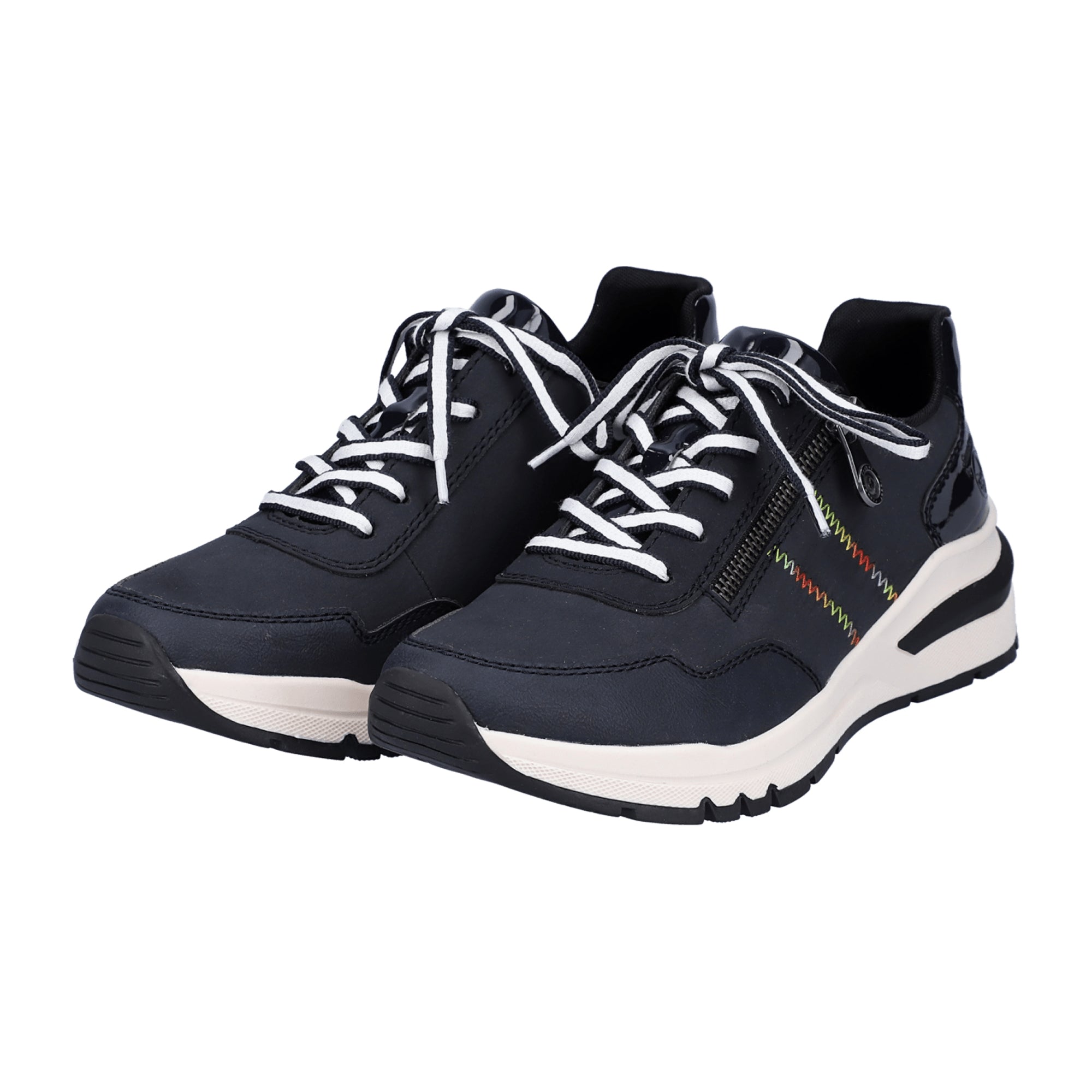 Rieker Women's Blue Casual Shoes with Zip and Lace, Comfortable Fit
