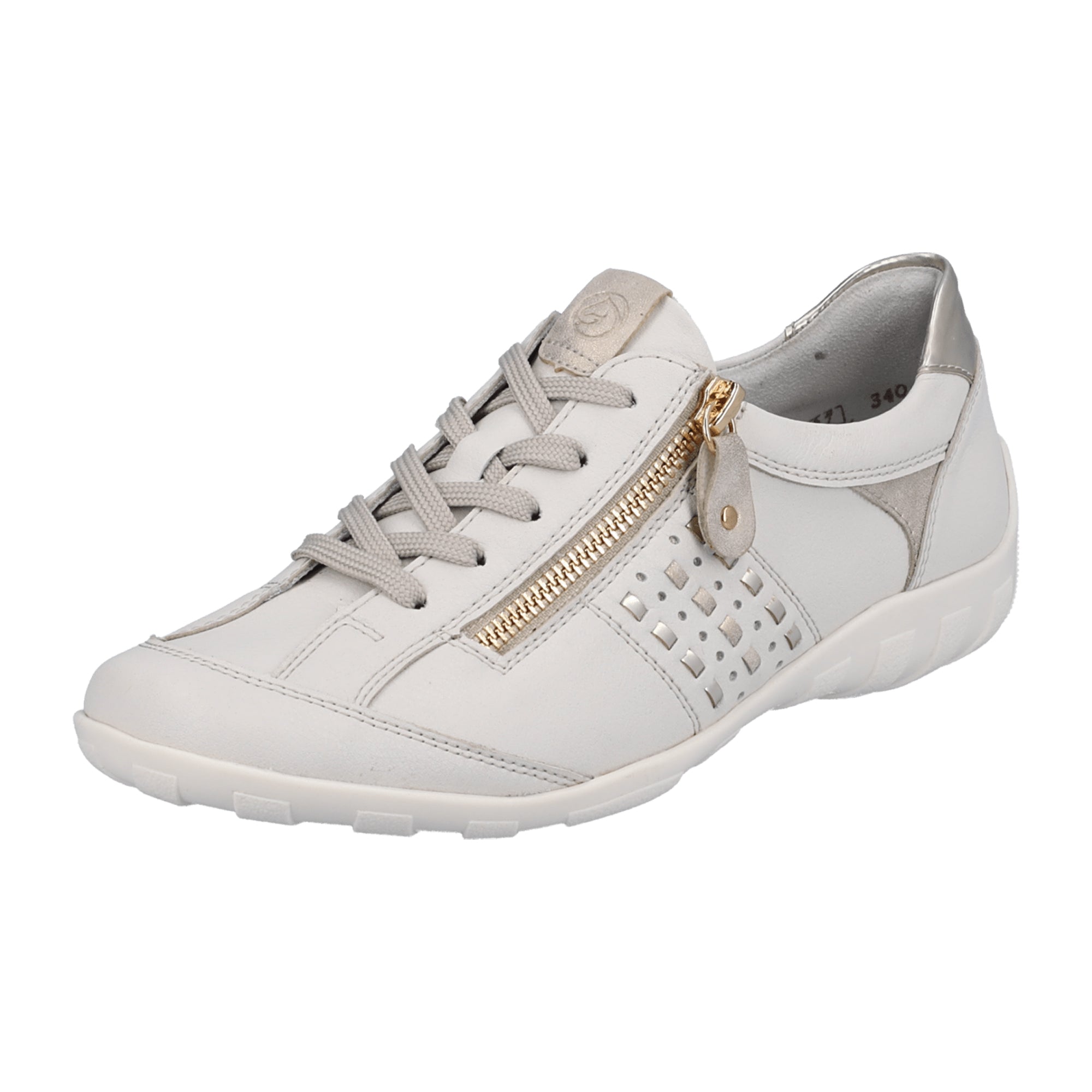 Remonte Comfortable Lace-Up Women's Shoes White Leather with Zipper Closure