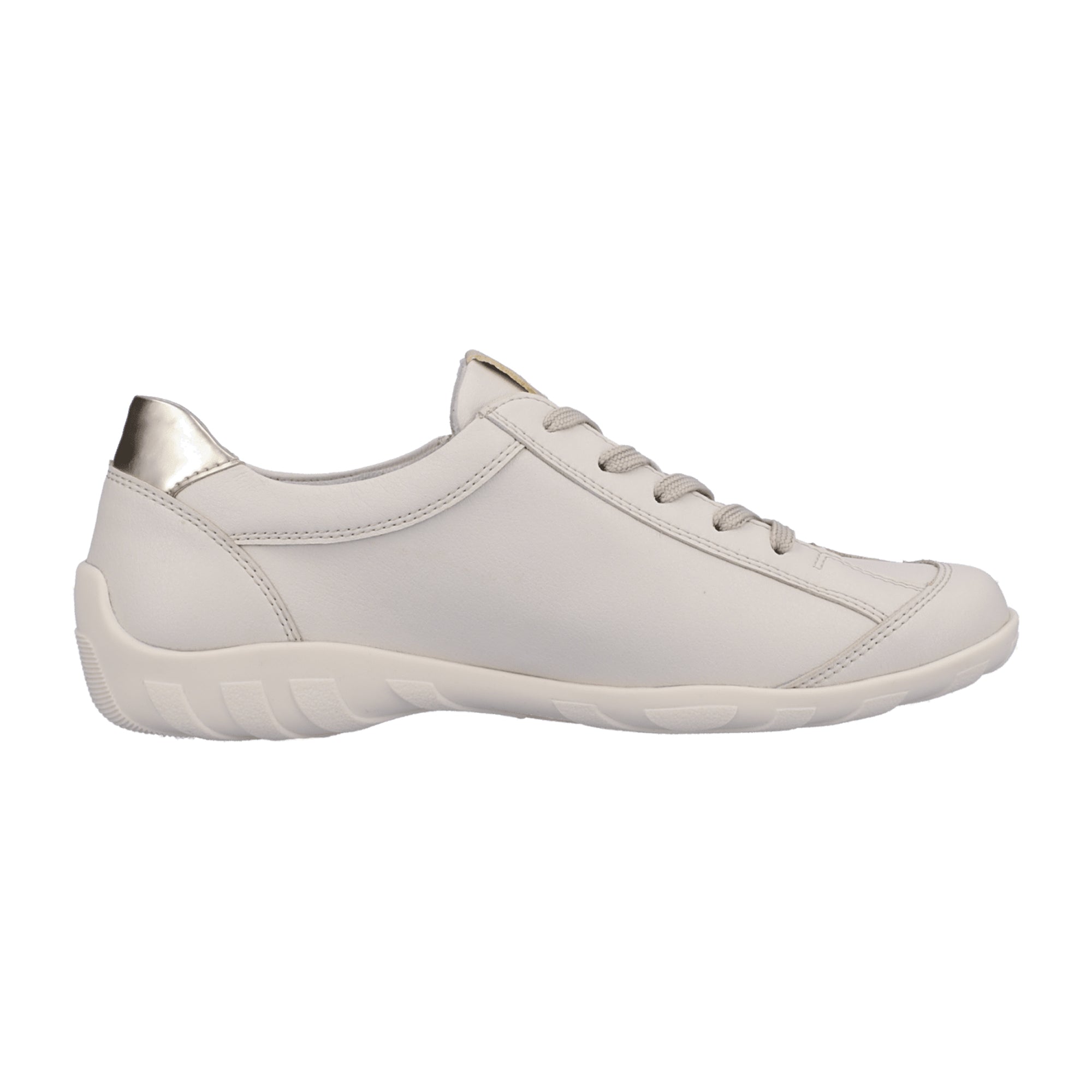 Remonte Comfortable Lace-Up Women's Shoes White Leather with Zipper Closure