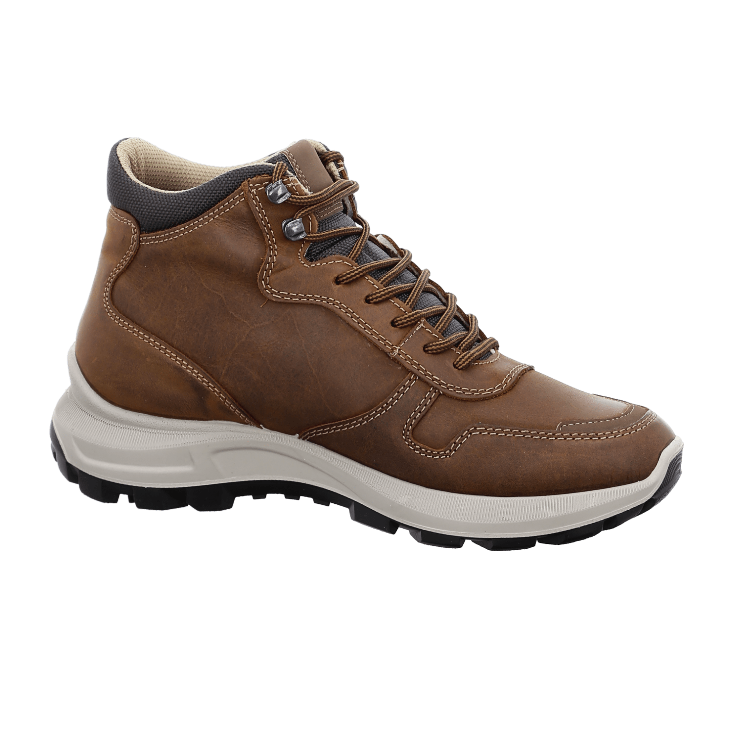 ARA MAURO Men's Brown Leather Derby Boots Lace-Up Ankle Boots