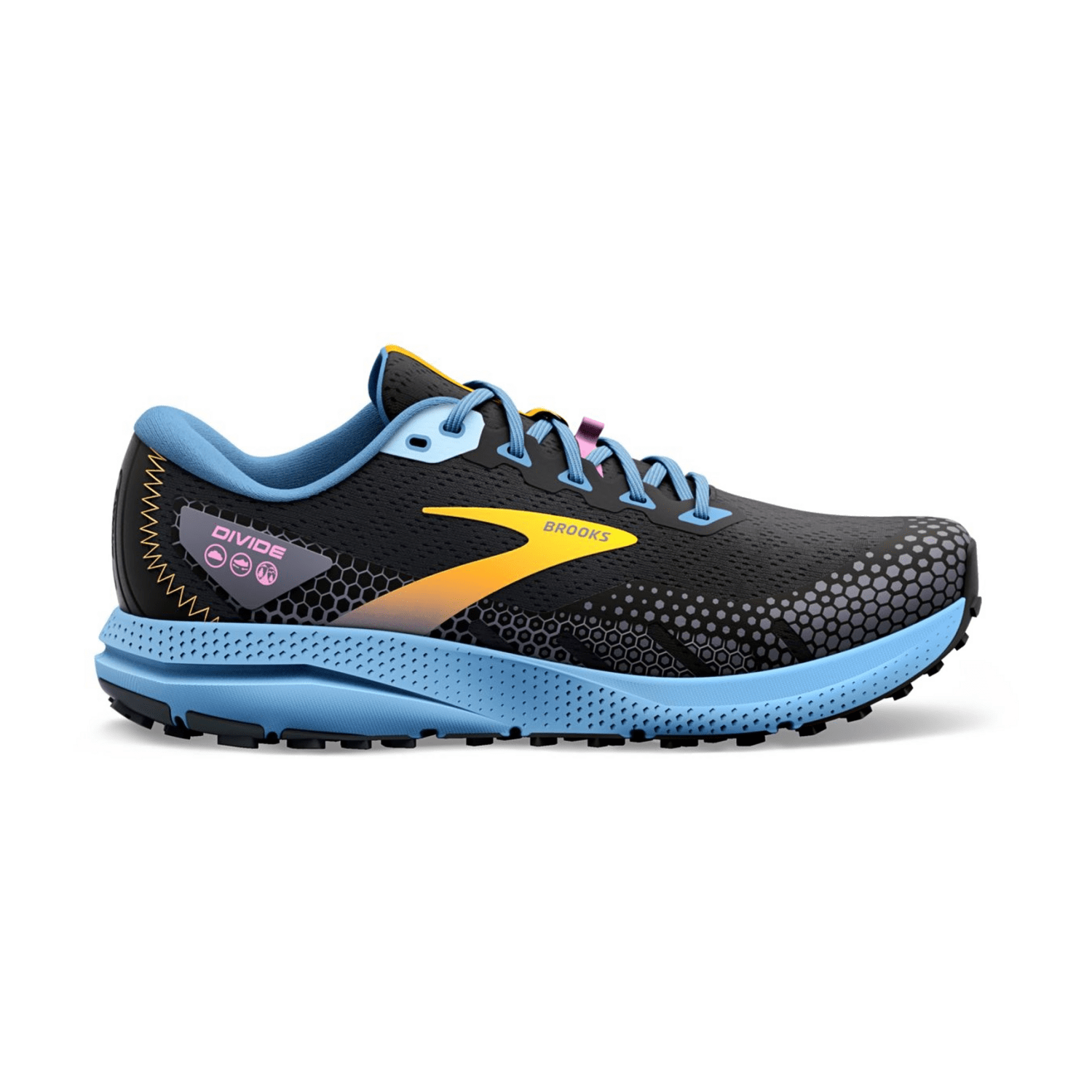 Brooks Divide 3 Women's Running Shoes - Mesh Lace-Up Sneakers in Black, Blue, Yellow