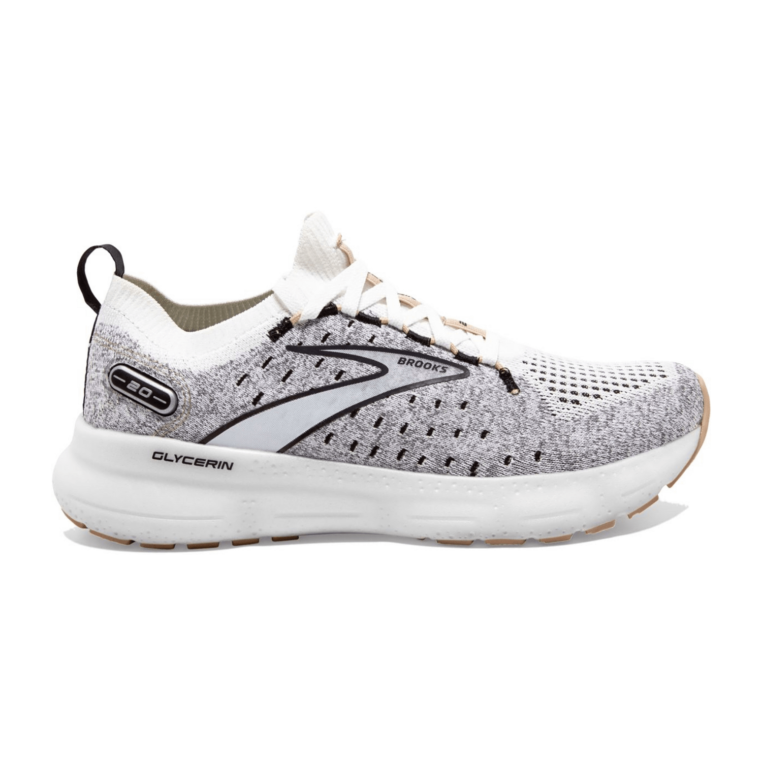 Brooks Glycerin StealthFit 20 Women's Running Shoes Sneakers Lace-Up White Rose Gold