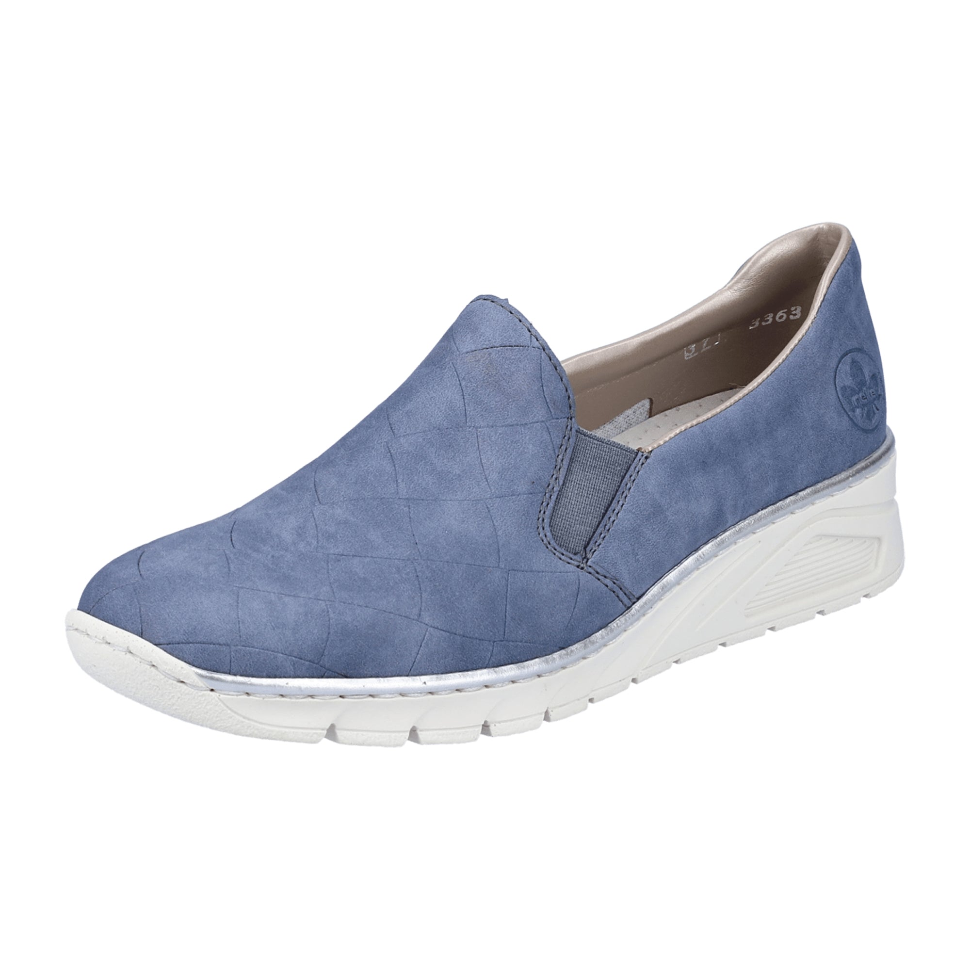 Rieker Women's Blue Slip-On Shoes with Elastic and Shock-Absorbing Sole