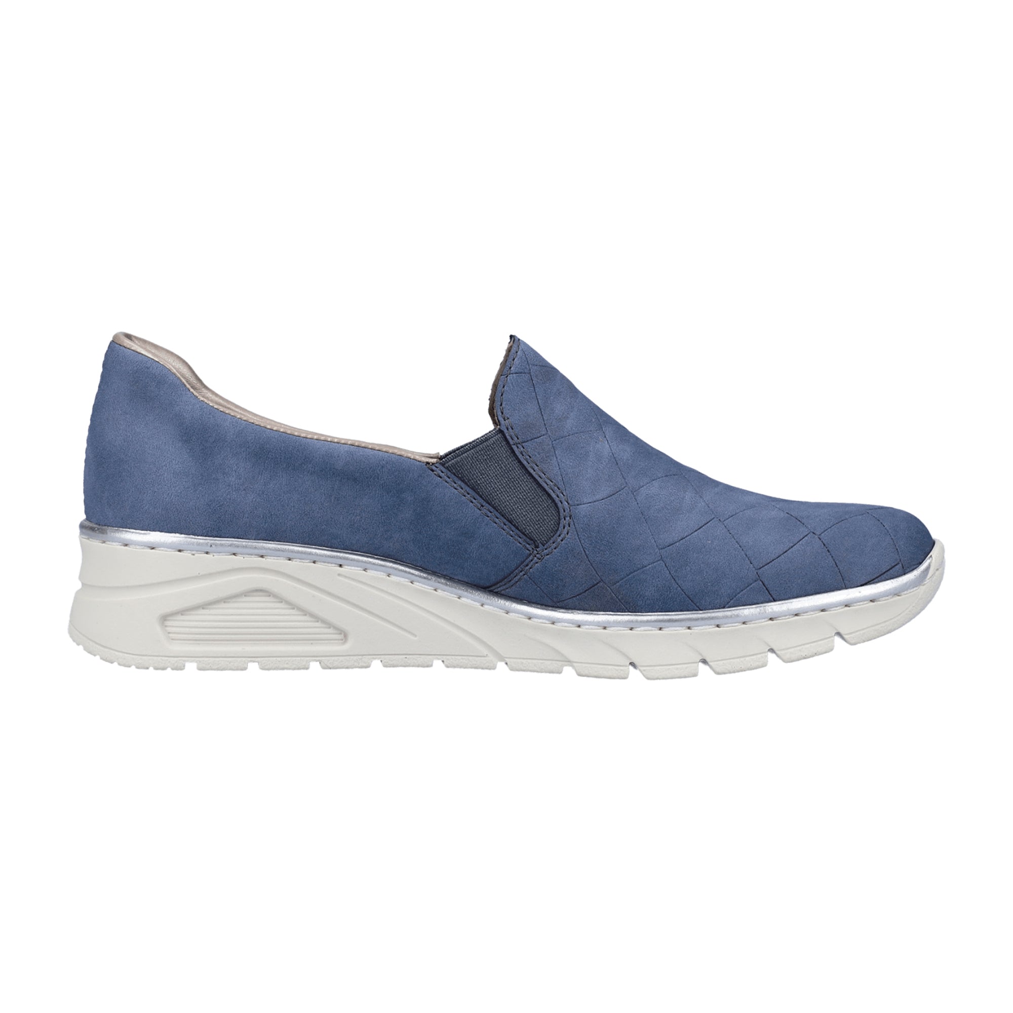 Rieker Women's Blue Slip-On Shoes with Elastic and Shock-Absorbing Sole
