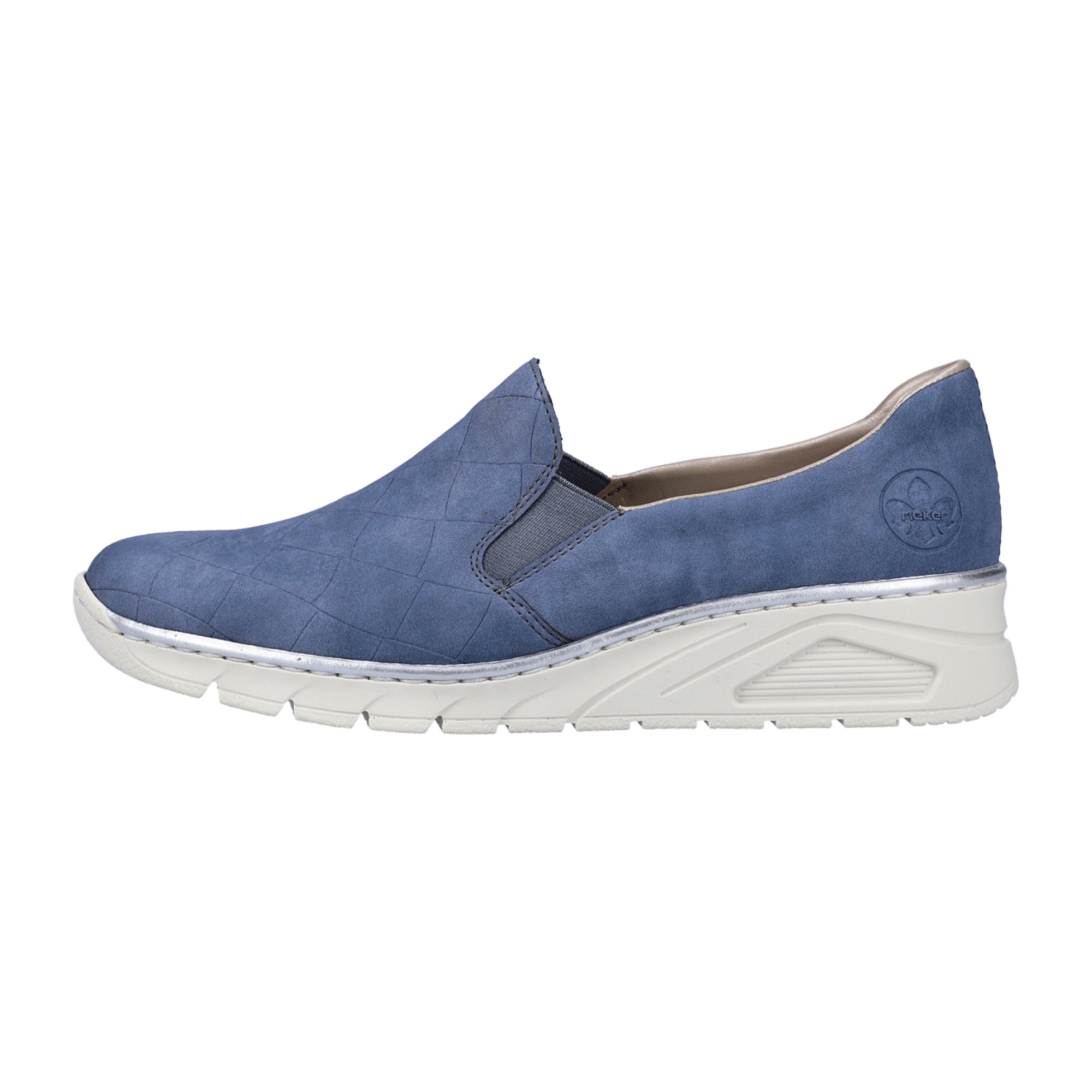 Rieker Women's Blue Slip-On Shoes with Elastic and Shock-Absorbing Sole