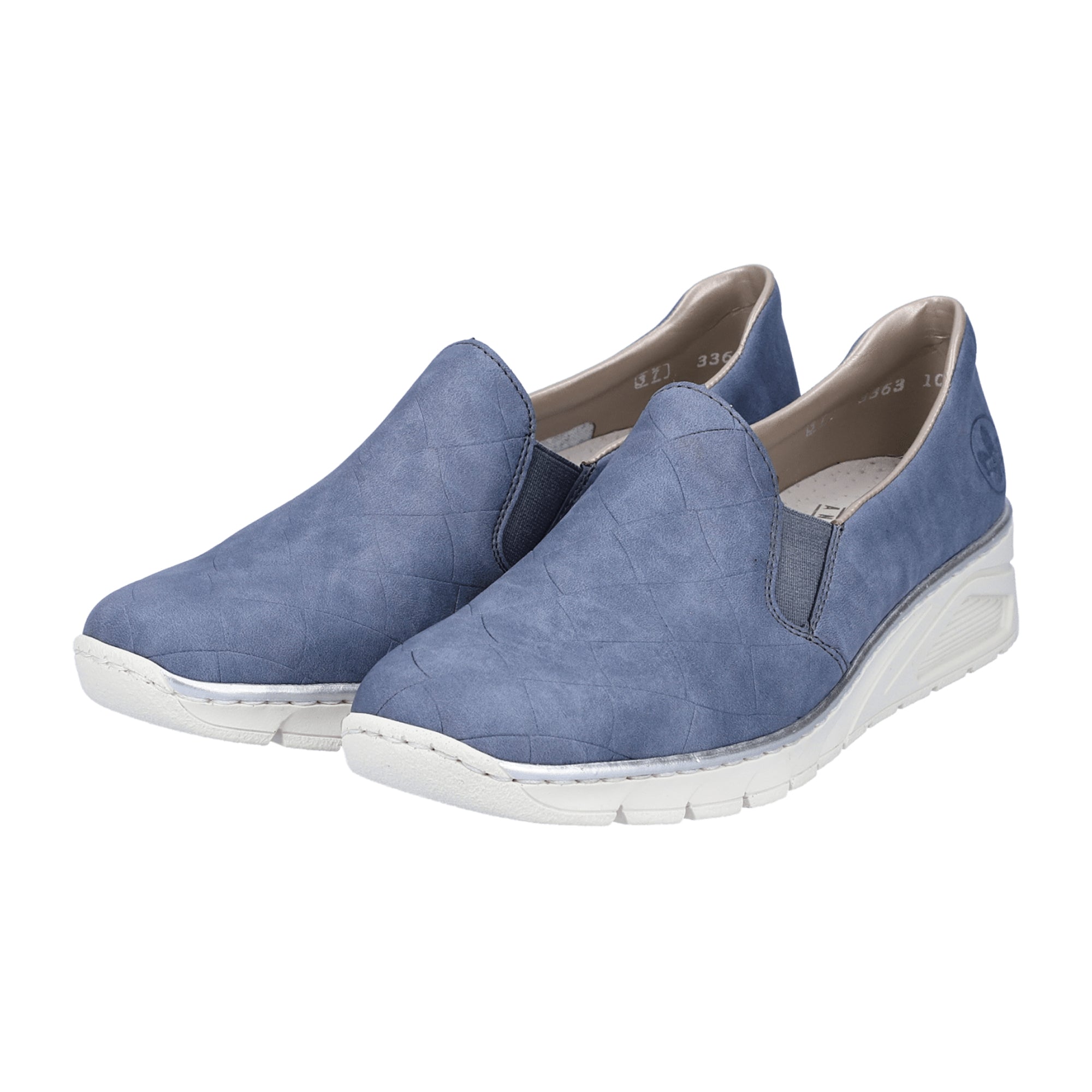 Rieker Women's Blue Slip-On Shoes with Elastic and Shock-Absorbing Sole
