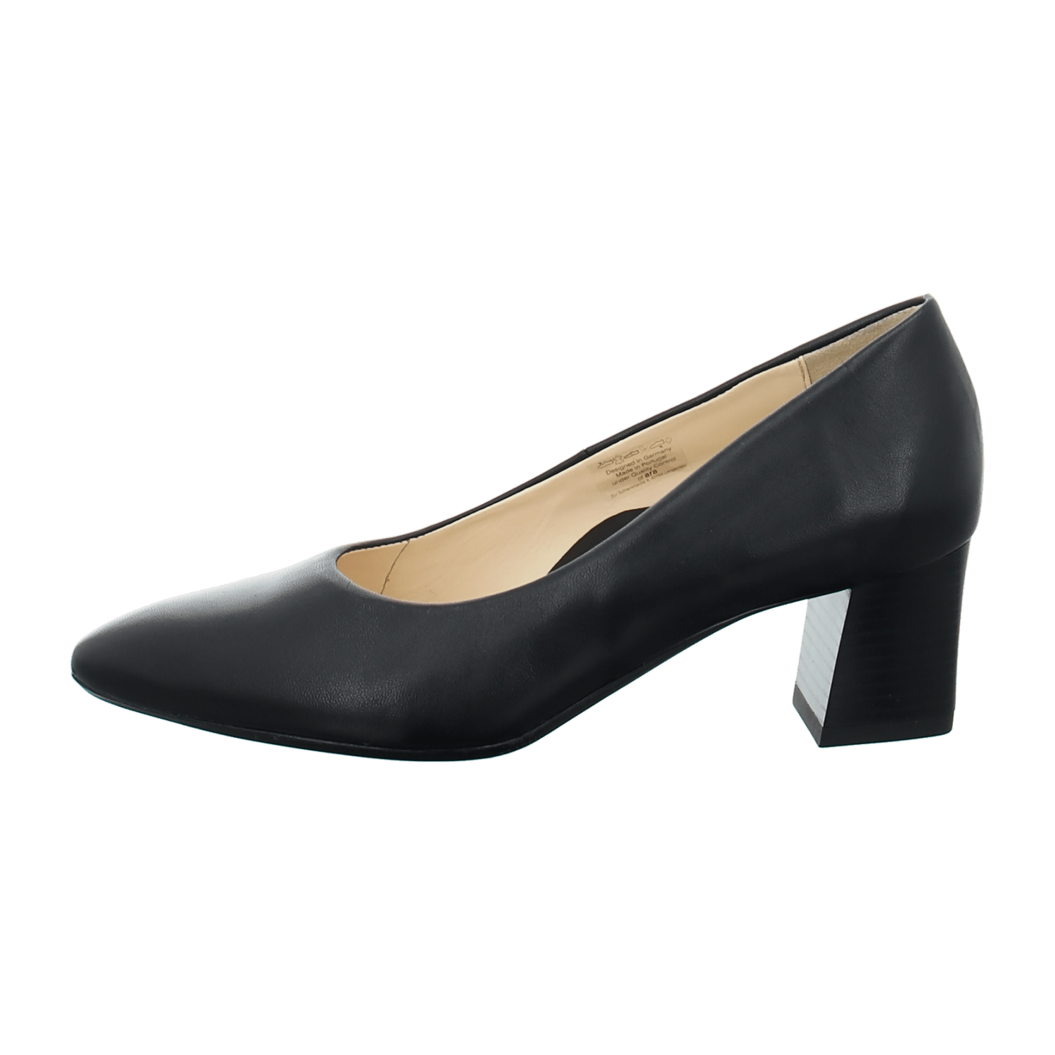 ARA LONDON Women's Pointed Toe Leather Pumps with Leather Lining - Black