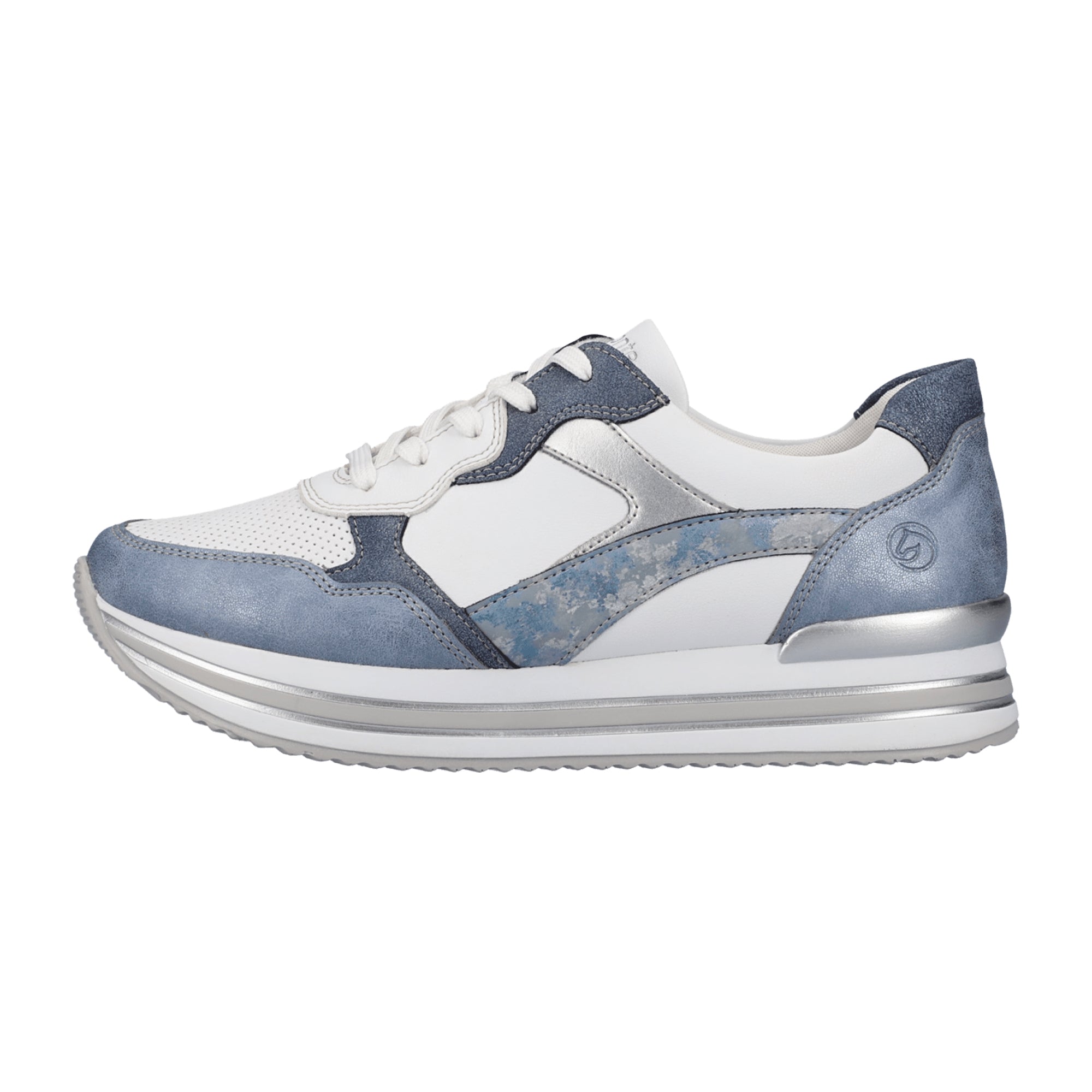 Remonte Women's White Sporty Lace-Up Sneakers with Comfort Fit and Breathable Lining