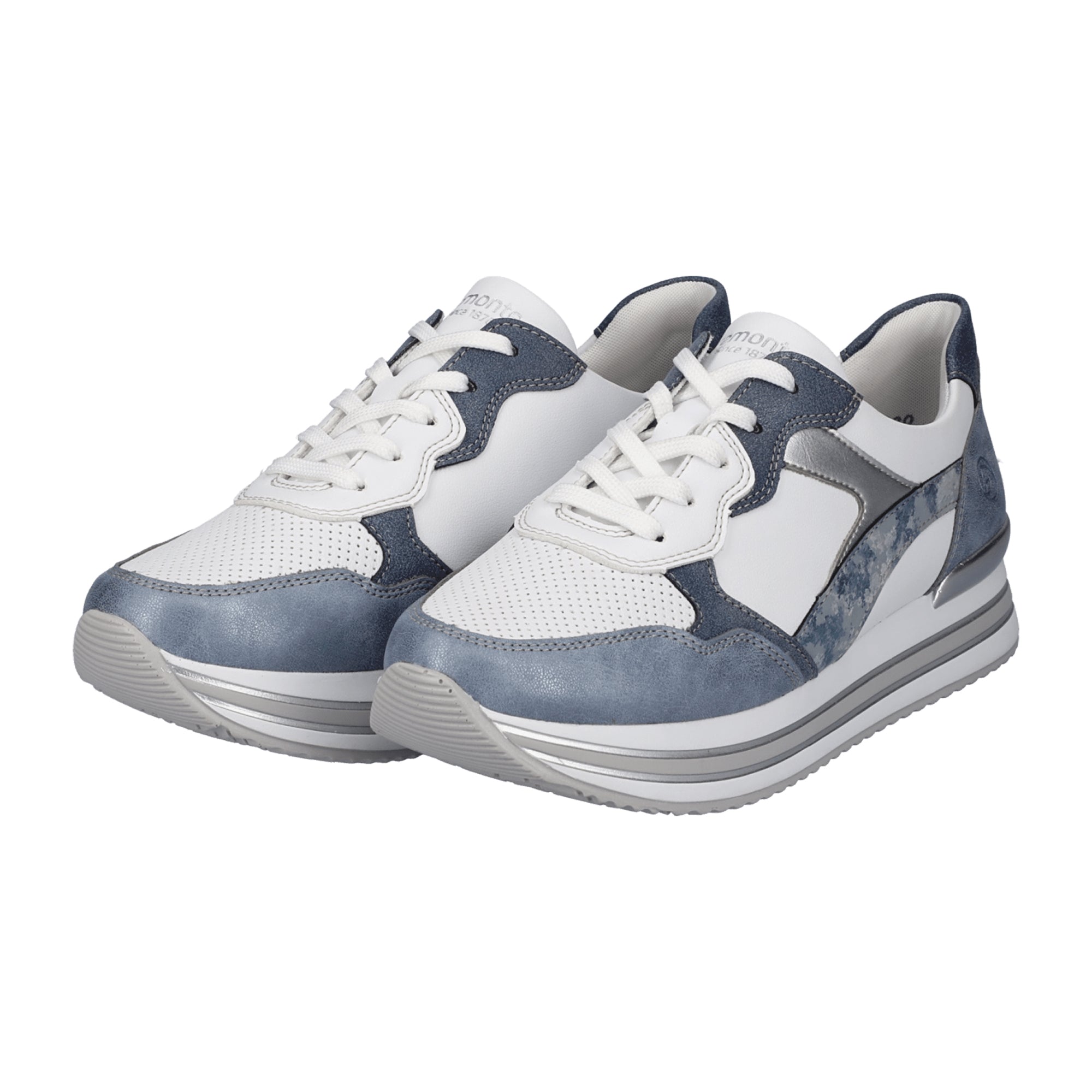 Remonte Women's White Sporty Lace-Up Sneakers with Comfort Fit and Breathable Lining