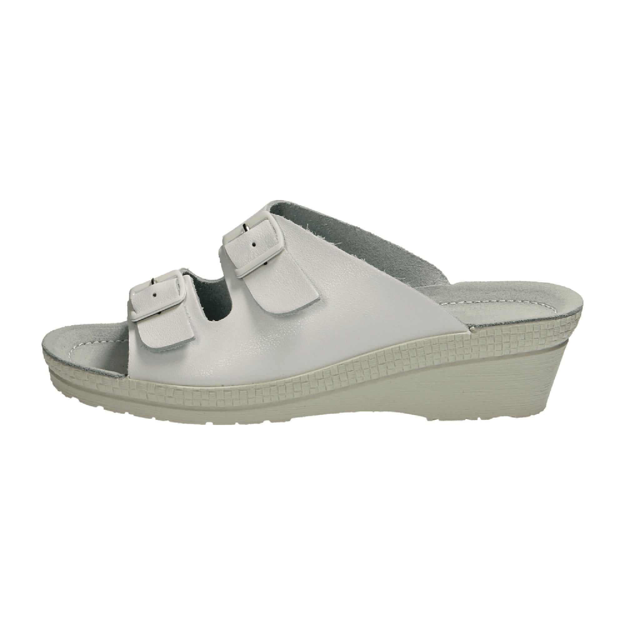 Rohde Comfortable Women's White Leather Sandals with Wedge Heel