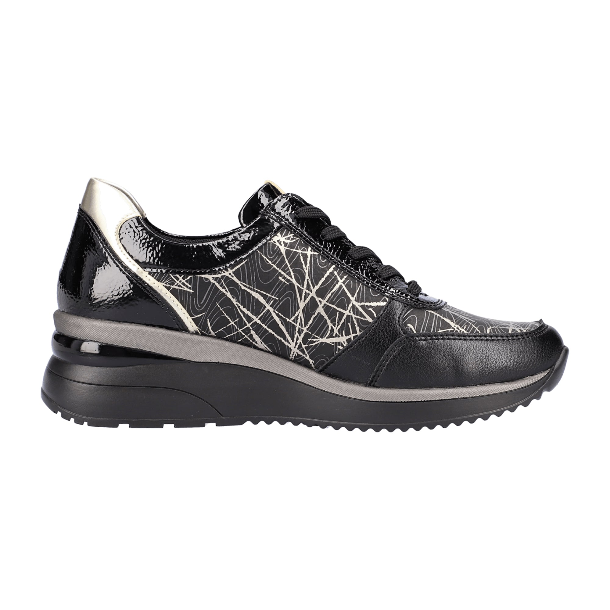 Remonte Women's Black Sneakers with Wedge Heel Stylish and Comfortable Design