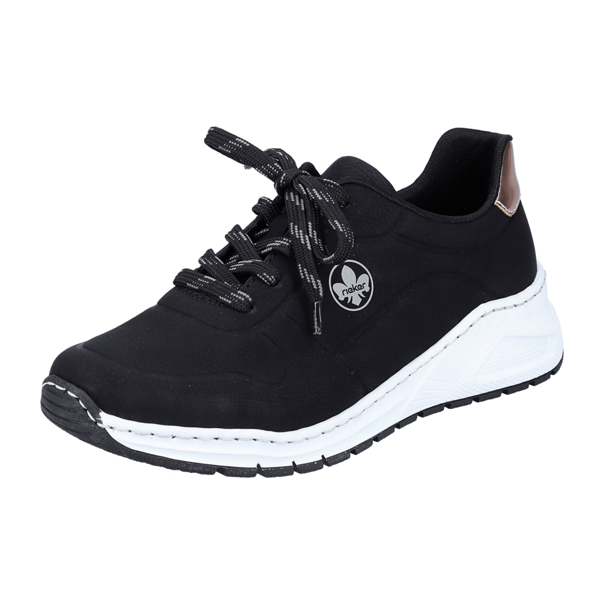 Rieker Women's Black Sneakers with Cushioned Sole and Removable Insole