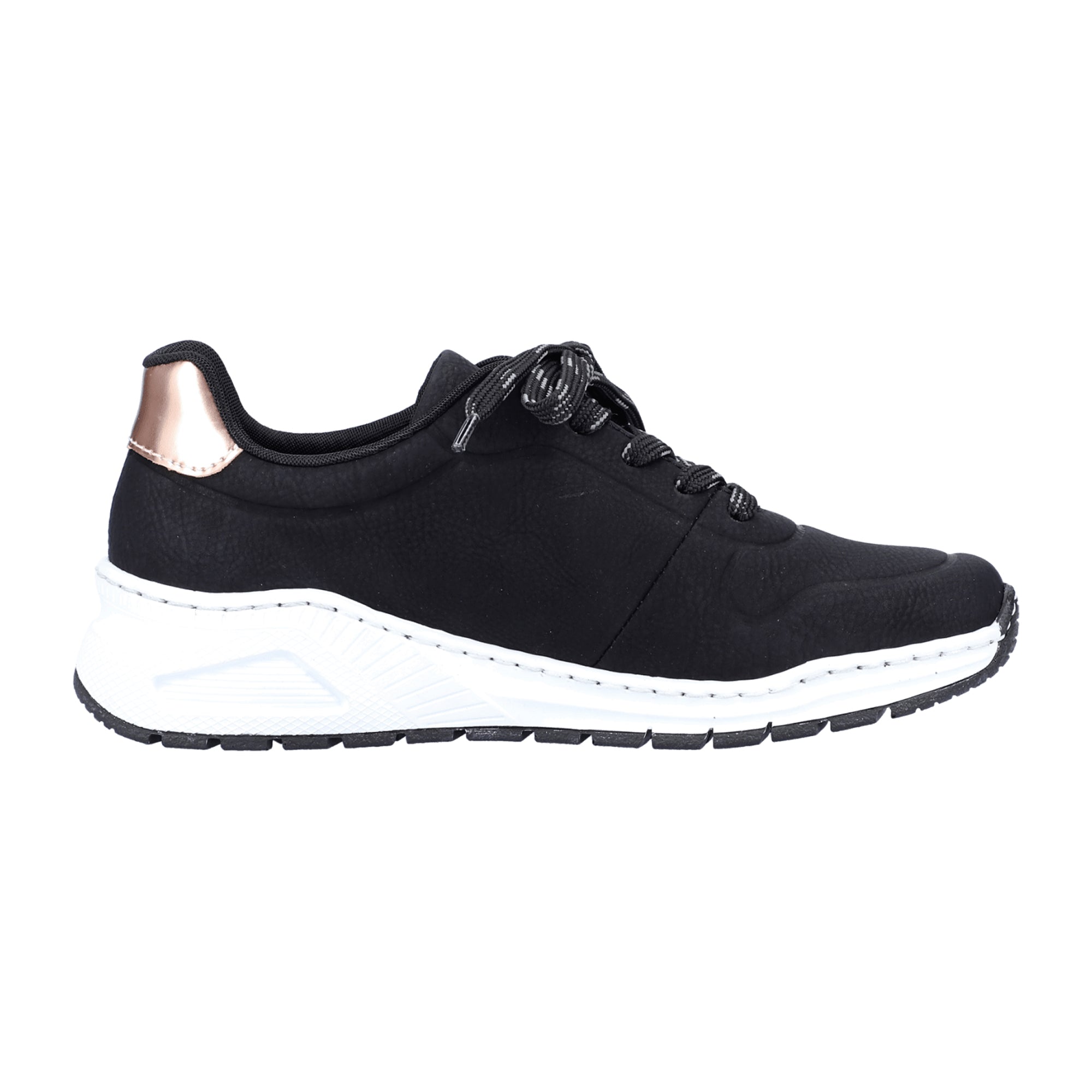 Rieker Women's Black Sneakers with Cushioned Sole and Removable Insole