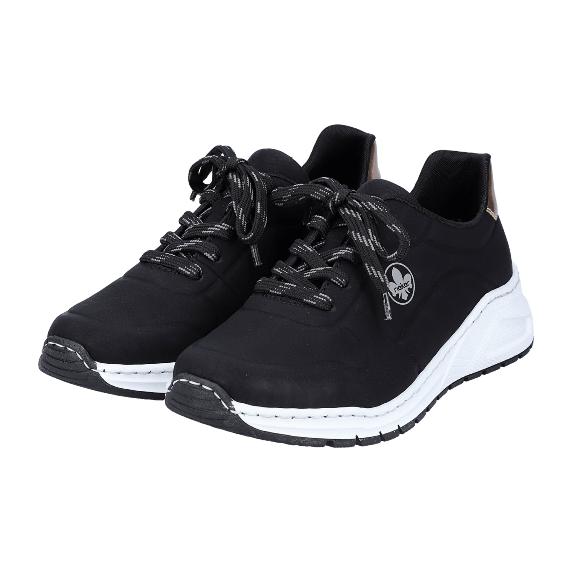 Rieker Women's Black Sneakers with Cushioned Sole and Removable Insole