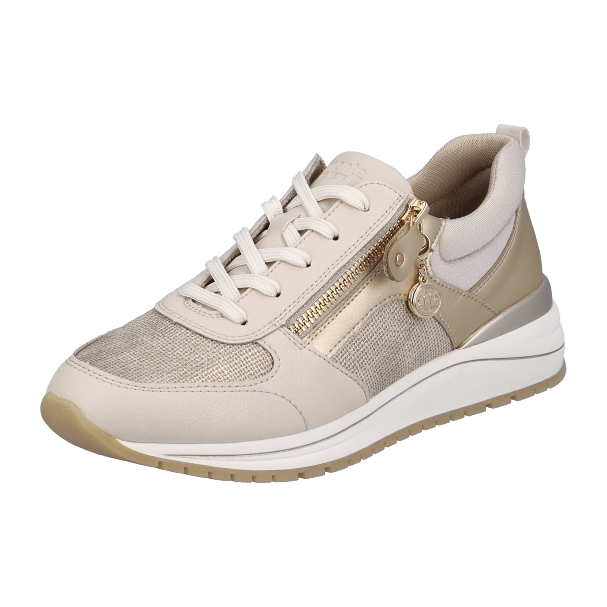 Remonte Beige Women's Sneakers R370260 Stylish Comfort with Zipper and Laces