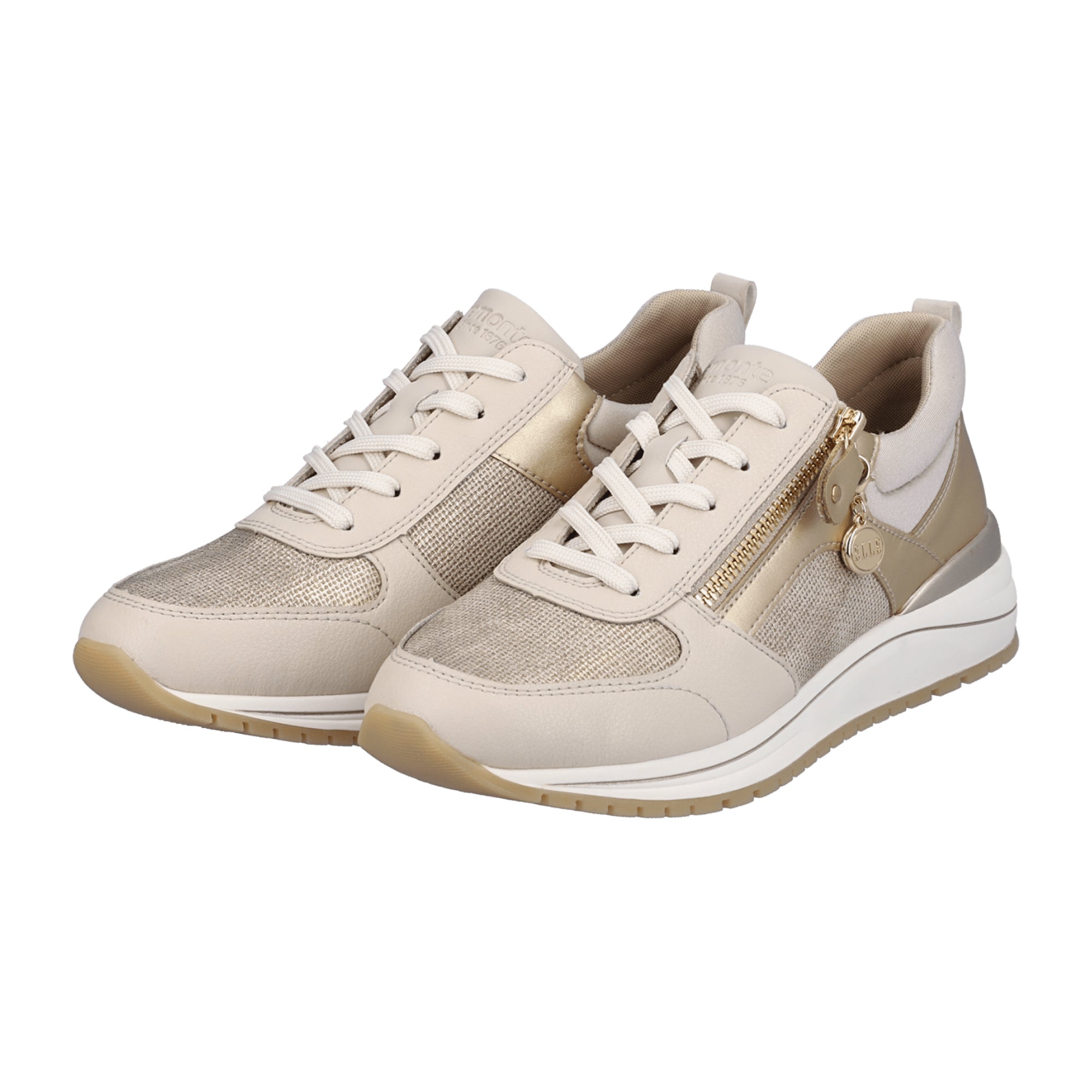 Remonte Beige Women's Sneakers R370260 Stylish Comfort with Zipper and Laces