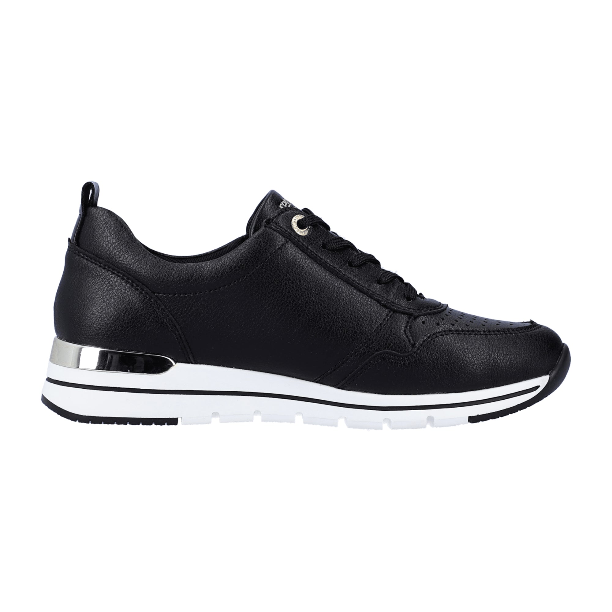 Remonte Women's Black Sneakers with Zip and Lace-Up, Comfortable Soft Insole