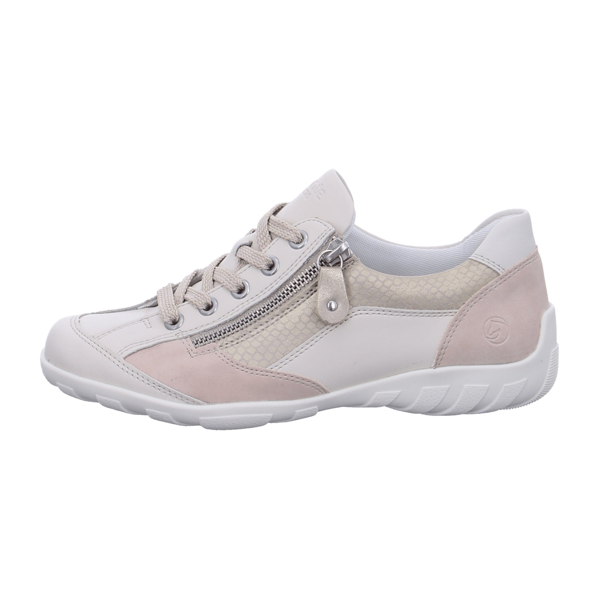 Remonte Beige Leather Lace-Up Shoes for Women with Comfort Fit and Breathable Lining