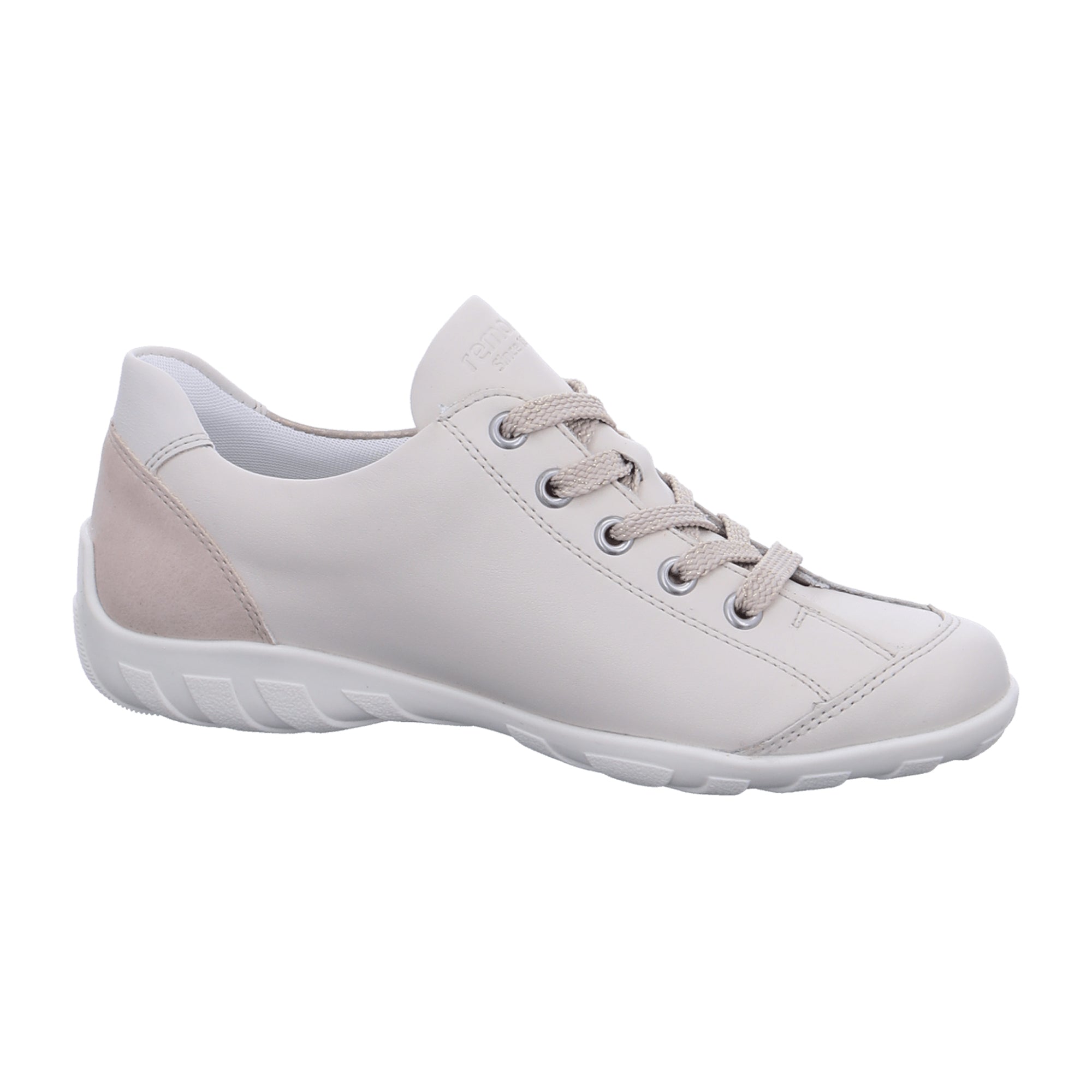 Remonte Beige Leather Lace-Up Shoes for Women with Comfort Fit and Breathable Lining
