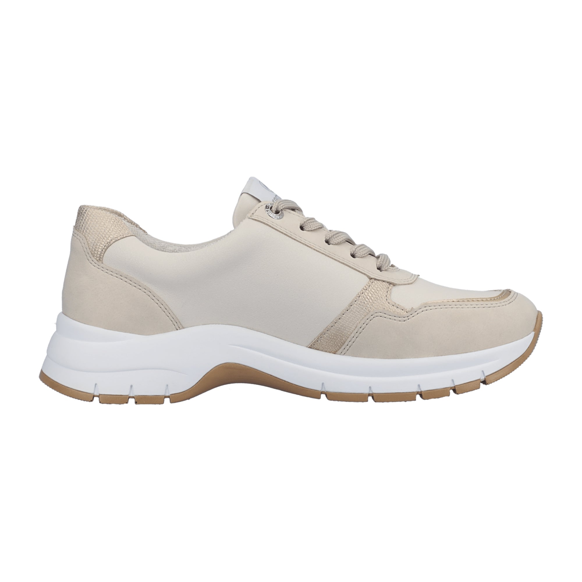 Remonte Beige Comfort Sneakers for Women with Zipper and Lace-Up Closure