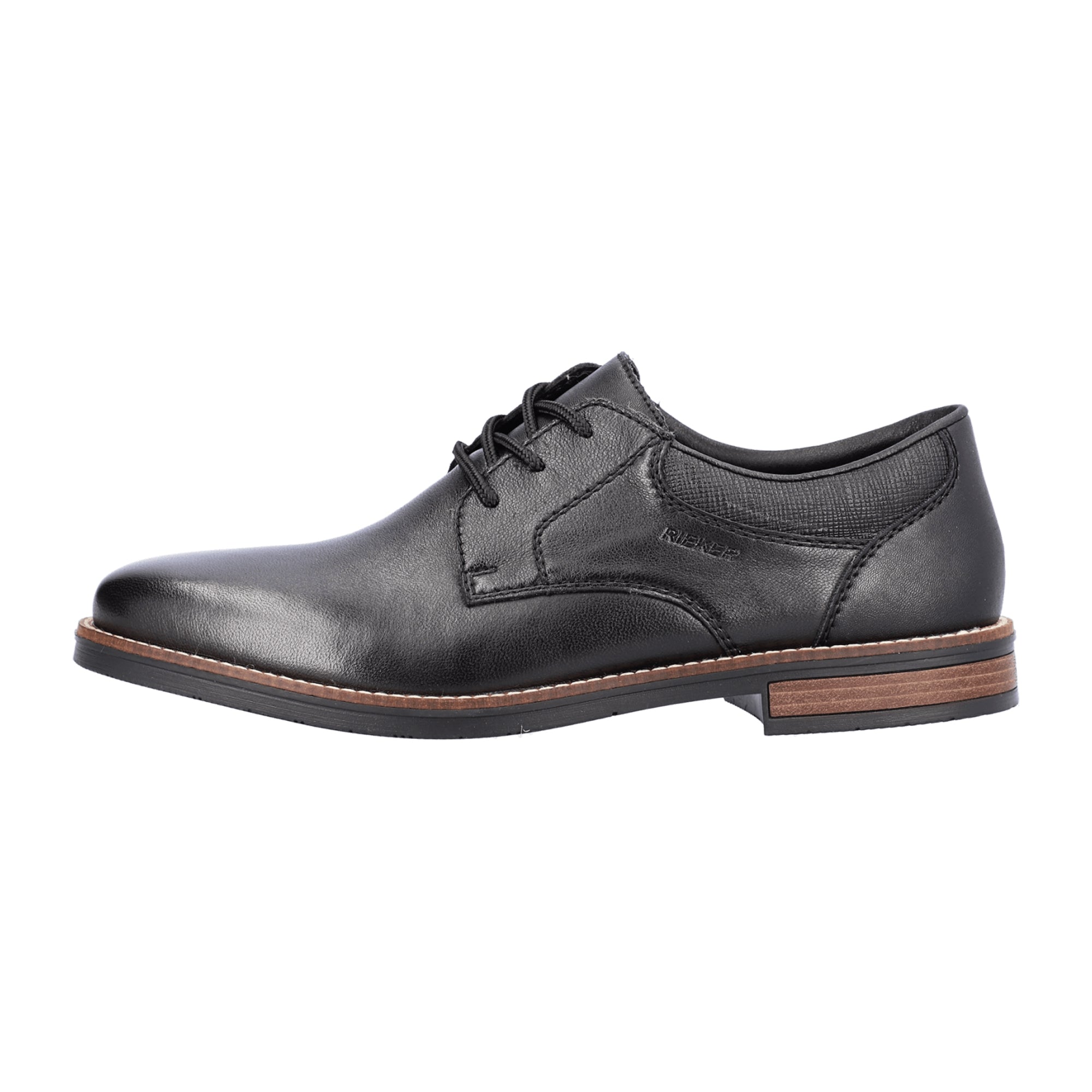Rieker Men's Black Leather Lace-Up Shoes with Comfort Fit and Sturdy Sole