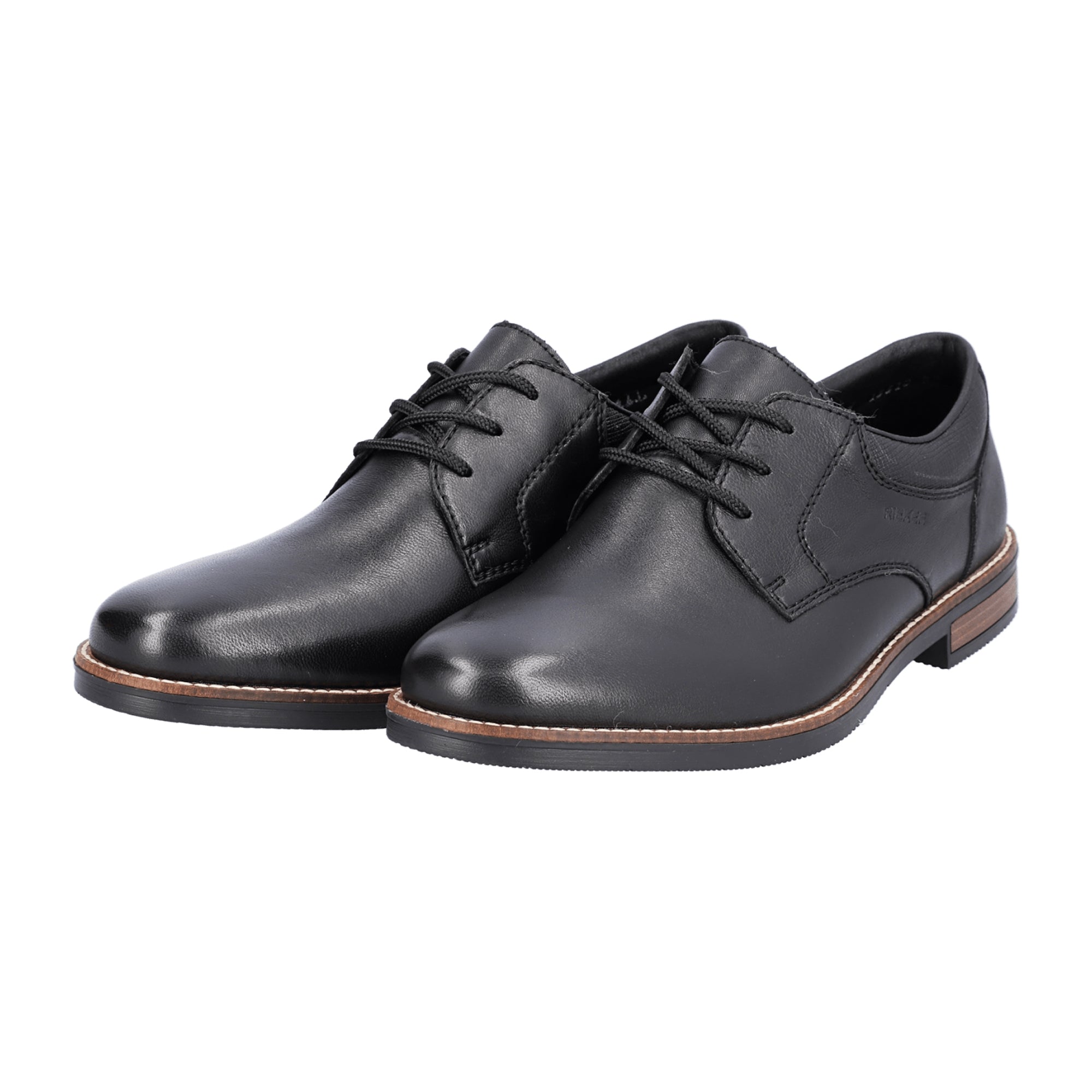 Rieker Men's Black Leather Lace-Up Shoes with Comfort Fit and Sturdy Sole