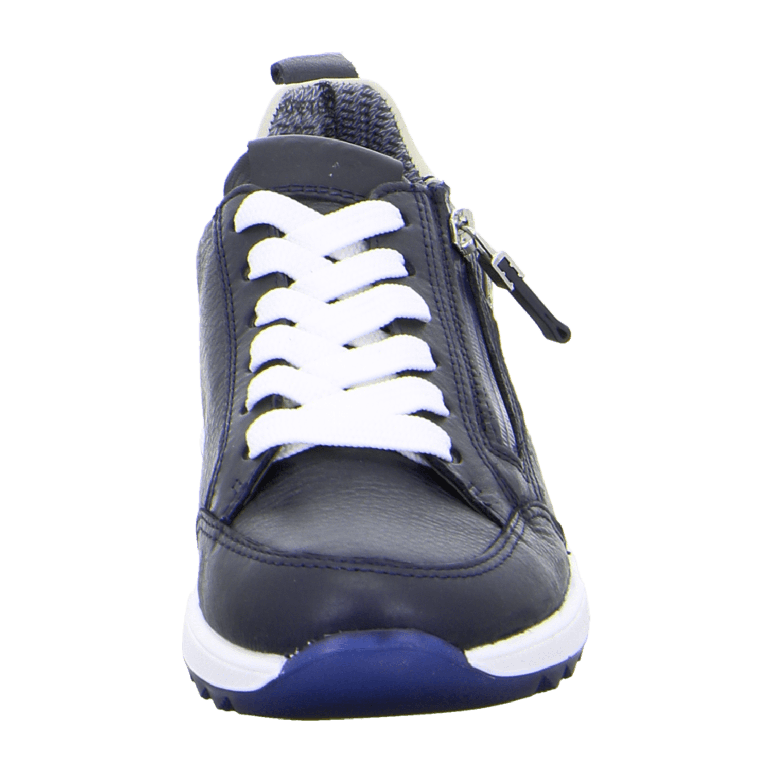 ARA VENICE Women's Sneakers in Blue, Smooth Leather with Lace-Up Closure and Round Toe