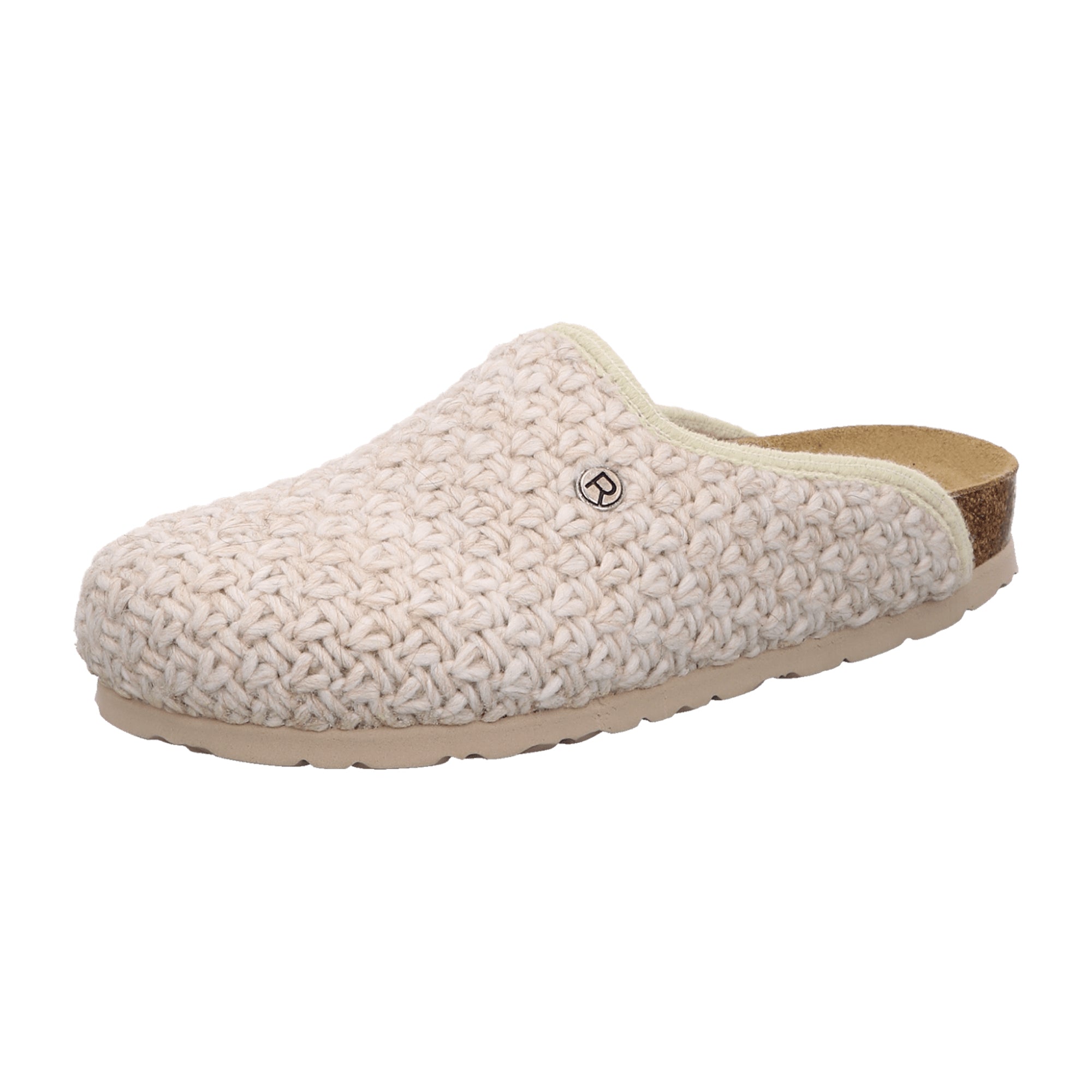 Rohde Alba Beige Knit Slip-On Comfort Shoes for Women with Cork Footbed