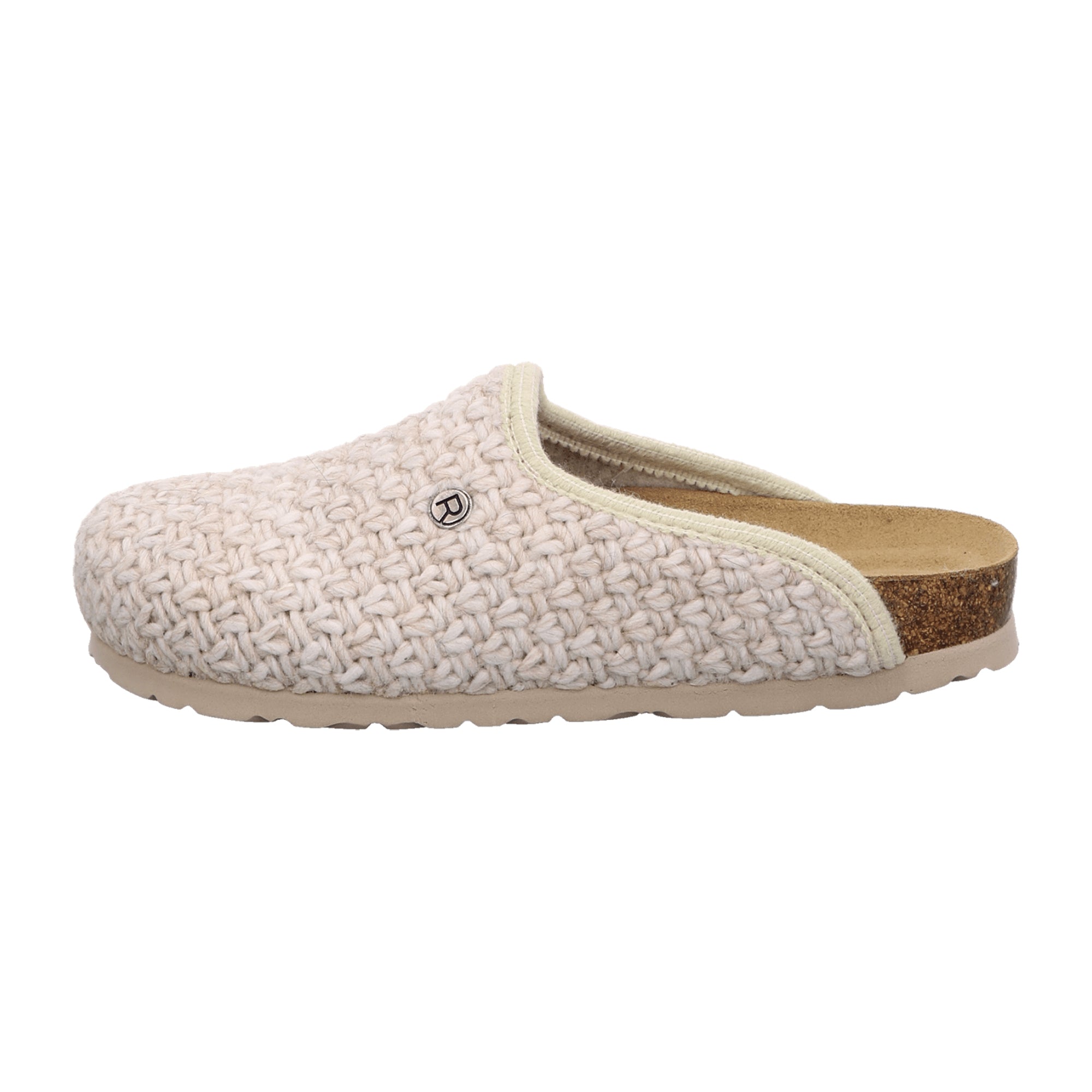 Rohde Alba Beige Knit Slip-On Comfort Shoes for Women with Cork Footbed