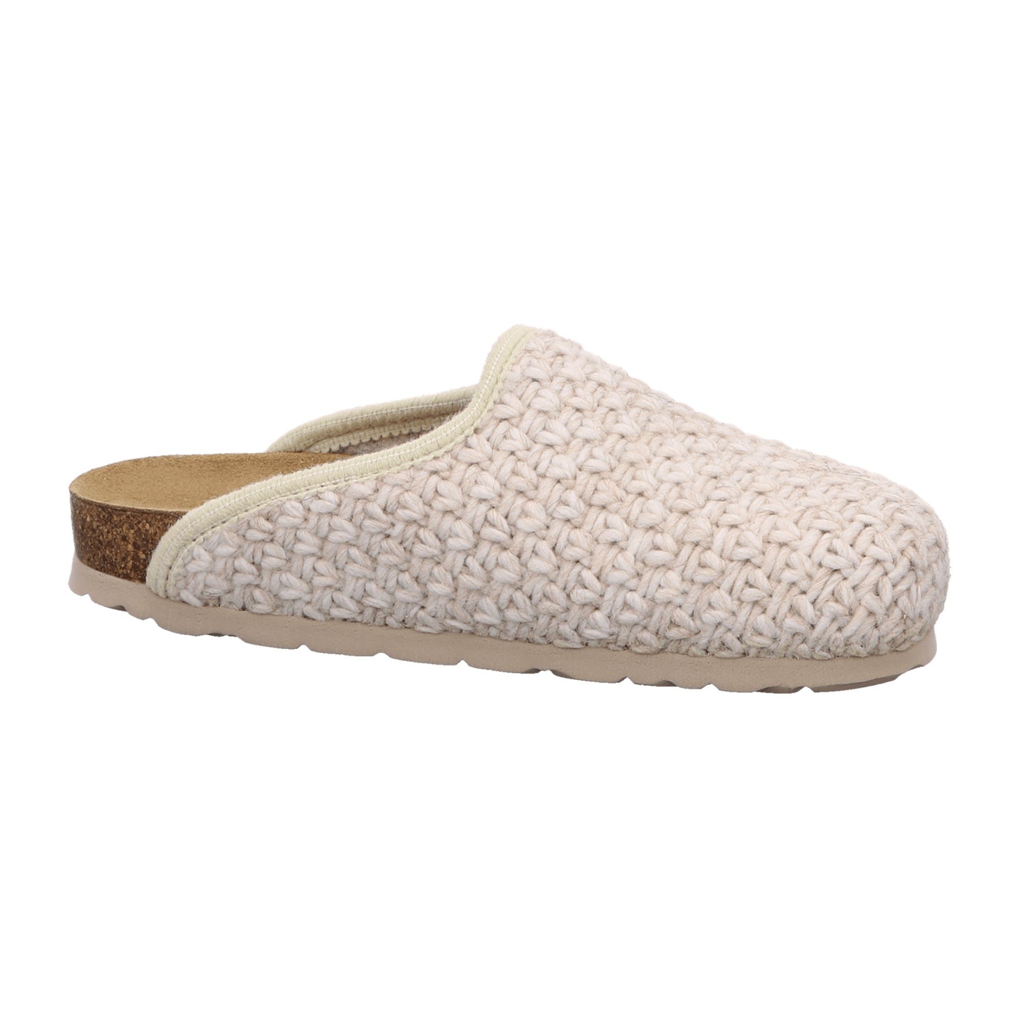 Rohde Alba Beige Knit Slip-On Comfort Shoes for Women with Cork Footbed