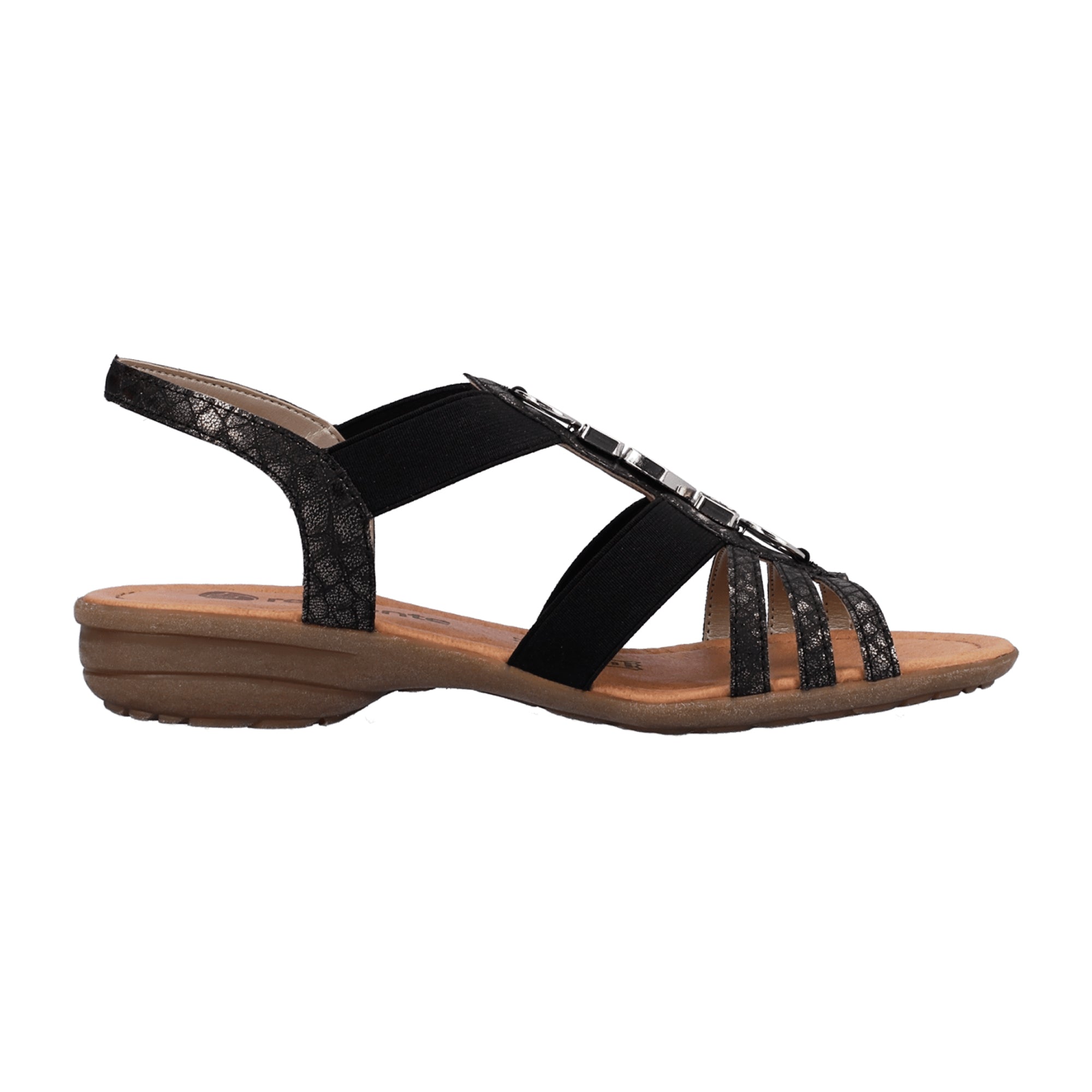 Remonte Black Women's Sandals with Decorative Straps and Comfortable Fit