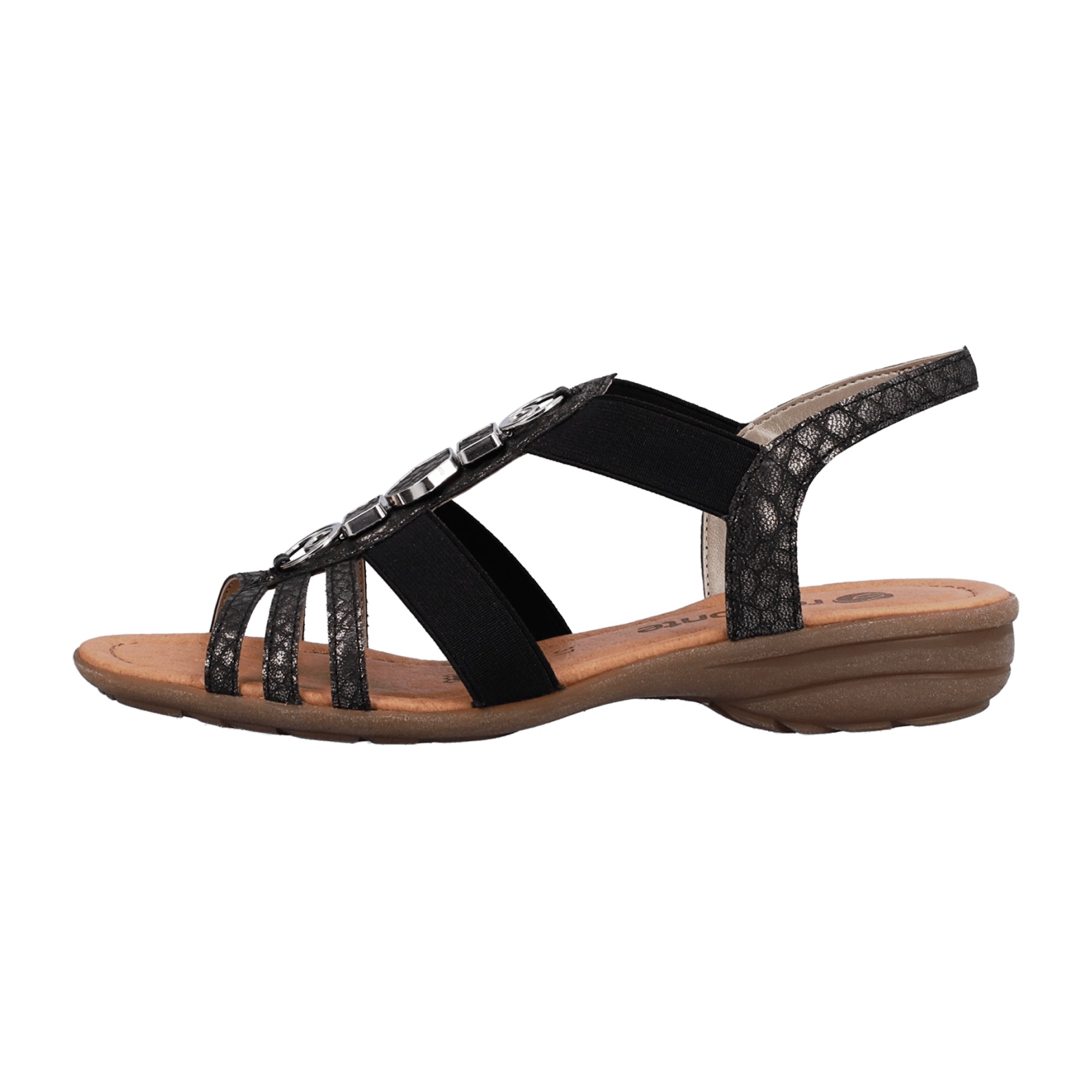 Remonte Black Women's Sandals with Decorative Straps and Comfortable Fit