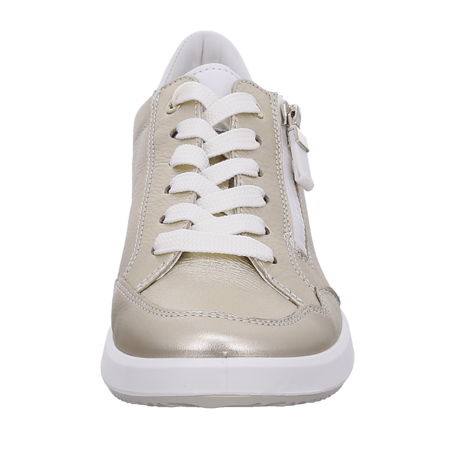 ARA ROMA Women's Leather Sneakers in Gold with Lace-Up Closure