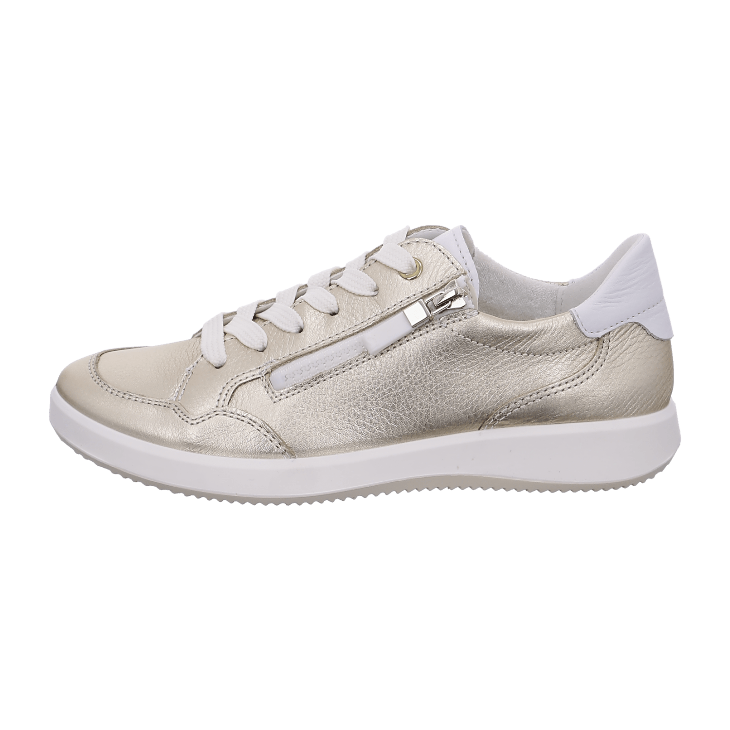 ARA ROMA Women's Leather Sneakers in Gold with Lace-Up Closure