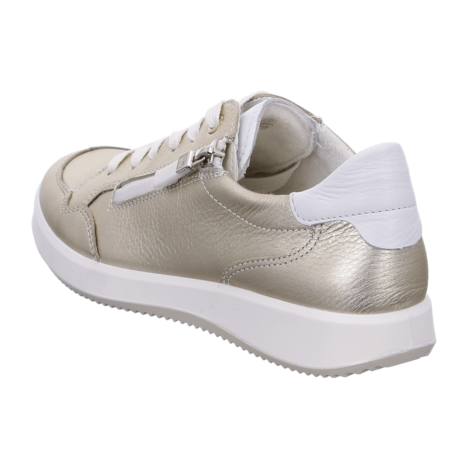 ARA ROMA Women's Leather Sneakers in Gold with Lace-Up Closure