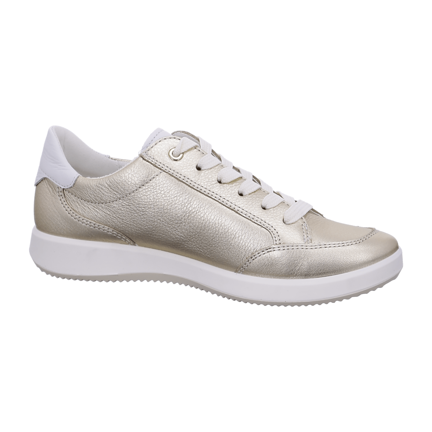 ARA ROMA Women's Leather Sneakers in Gold with Lace-Up Closure