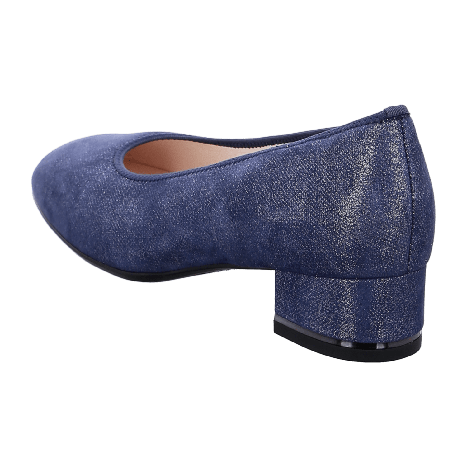 ARA Women's Velvet Leather Pumps in Blue with Round Toe and Leather Lining, Pull-On Design