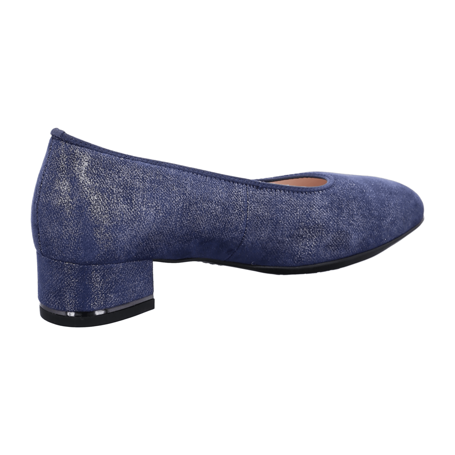 ARA Women's Velvet Leather Pumps in Blue with Round Toe and Leather Lining, Pull-On Design