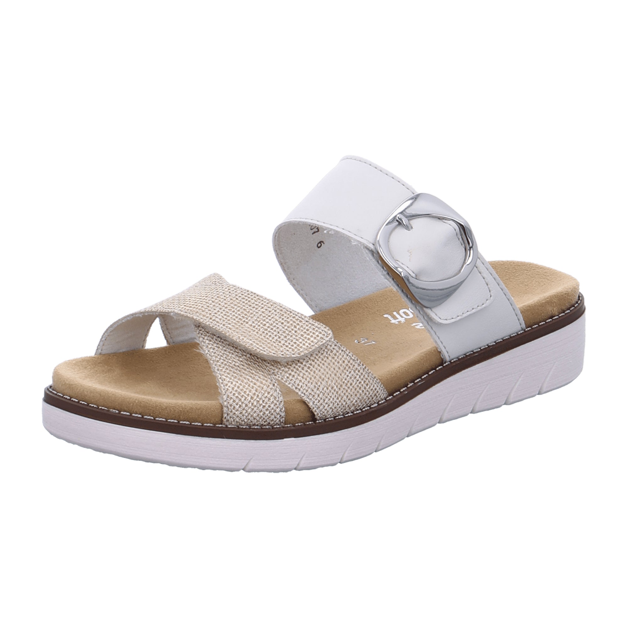 Remonte Women's Comfortable White Sandals with Velcro Strap and Soft Footbed